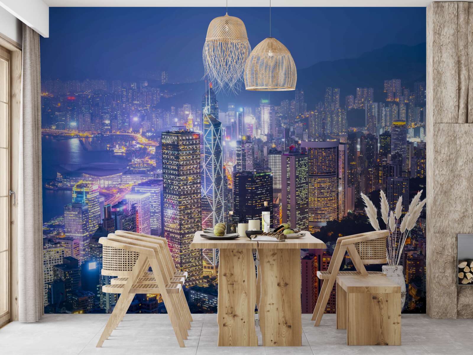 Fototapeta Panoramatický výhľad na Hong Kong v noci z vyhliadkovej veže