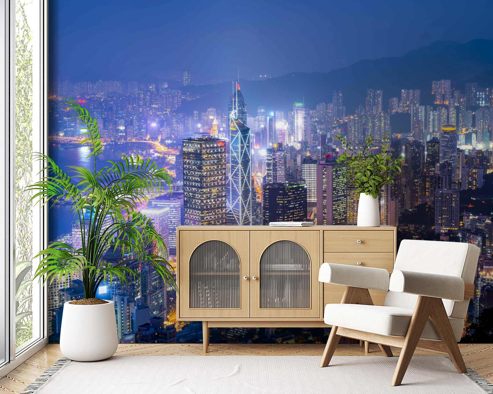 Fototapeta Panoramatický výhľad na Hong Kong v noci z vyhliadkovej veže