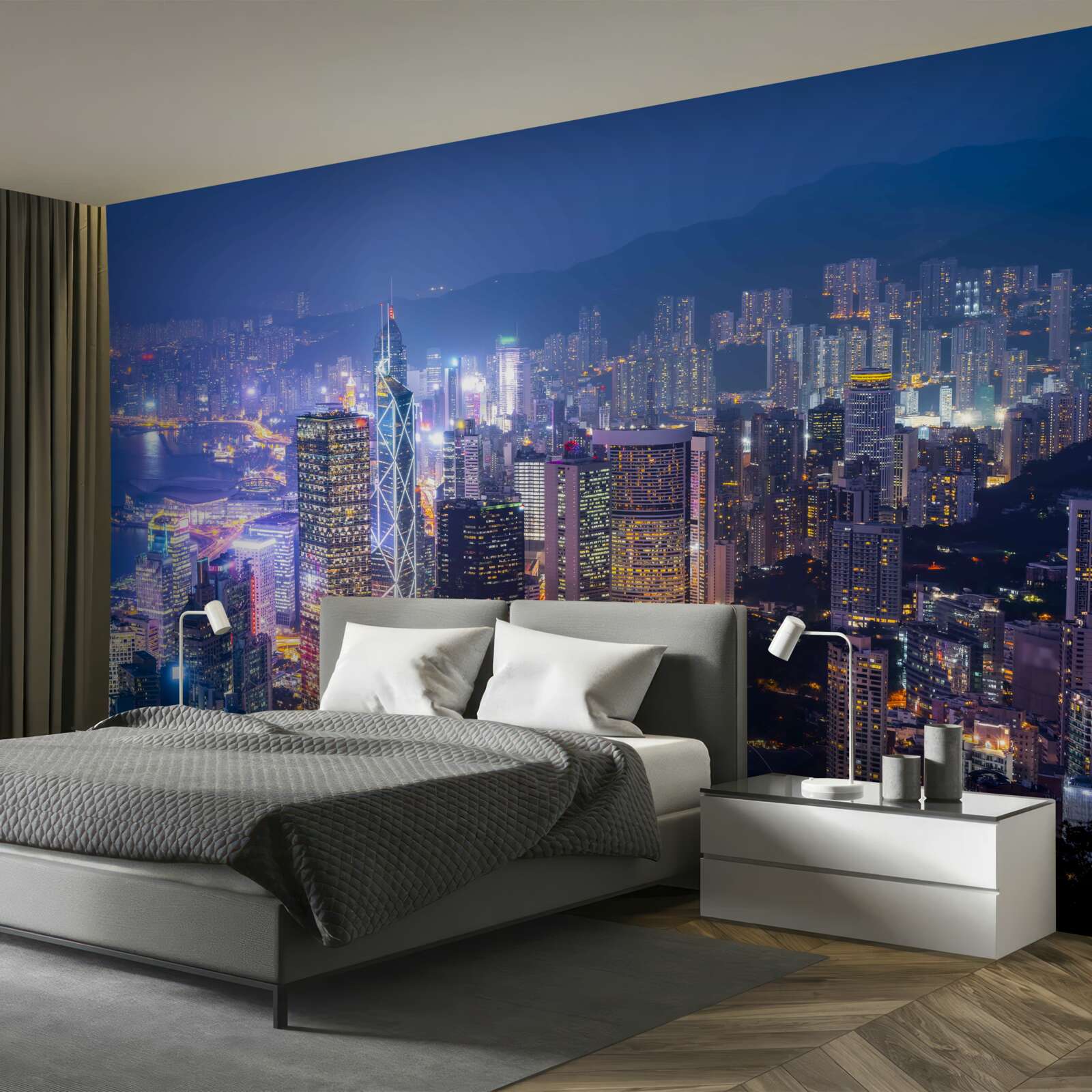 Fototapeta Panoramatický výhľad na Hong Kong v noci z vyhliadkovej veže