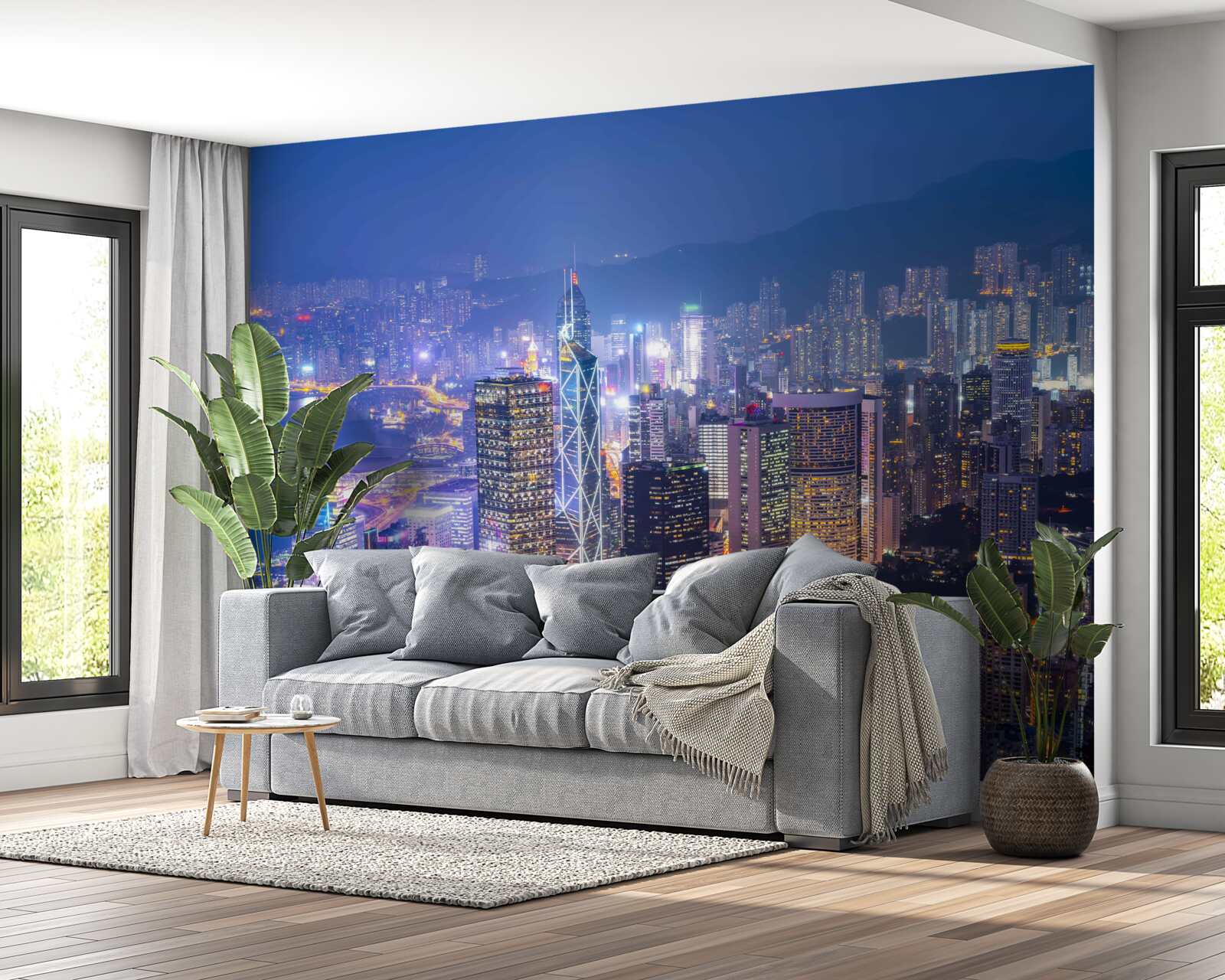 Fototapeta Panoramatický výhľad na Hong Kong v noci z vyhliadkovej veže