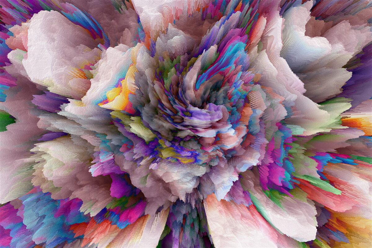 Fototapeta kvet s dúhovými abstraktnými odtieňmi