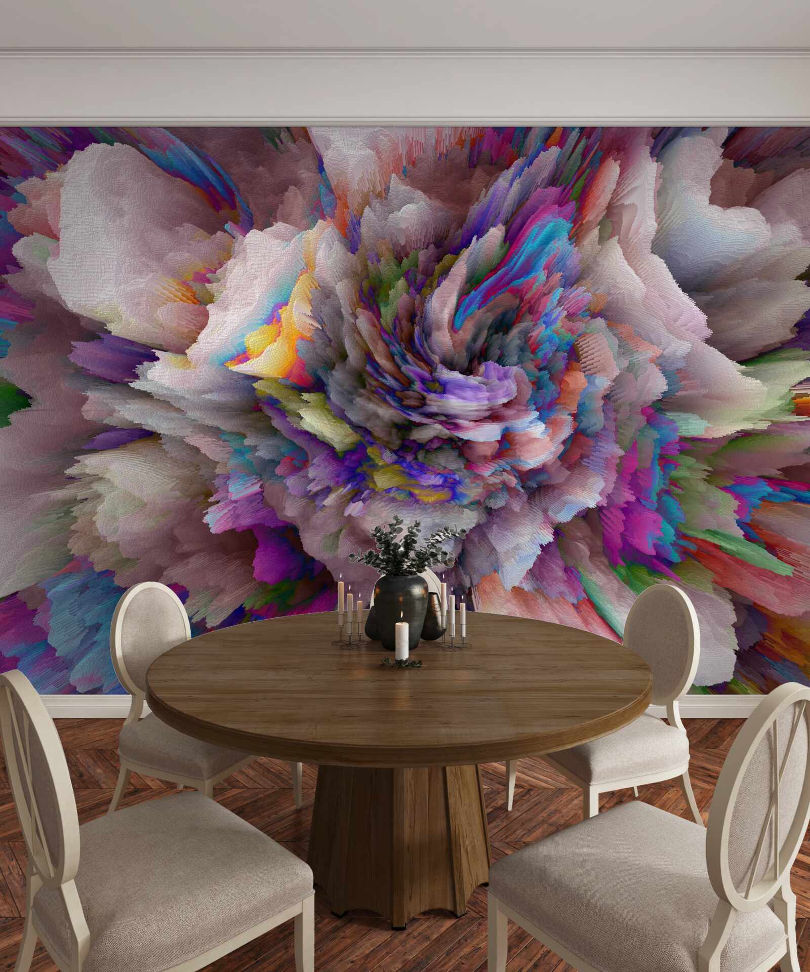 Fototapeta kvet s dúhovými abstraktnými odtieňmi