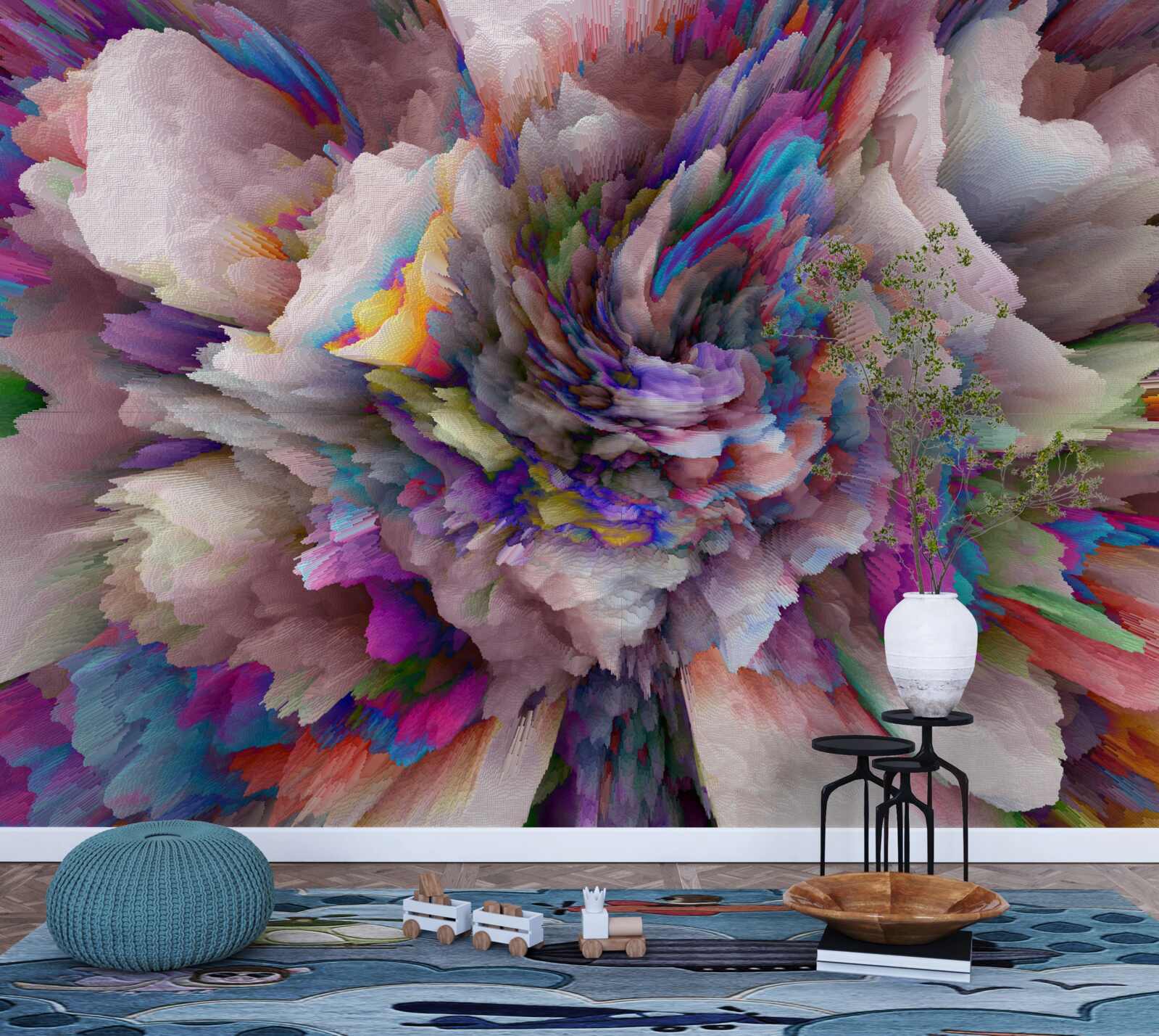 Fototapeta kvet s dúhovými abstraktnými odtieňmi