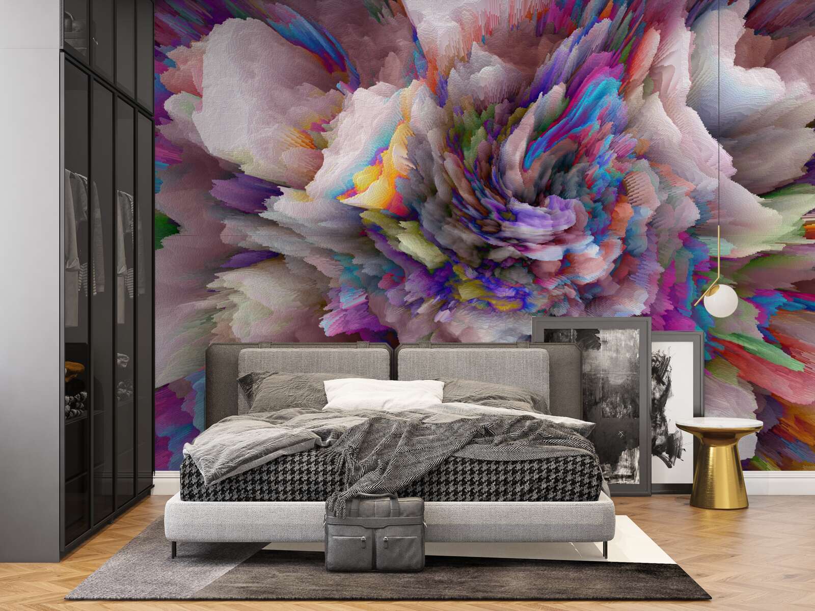 Fototapeta kvet s dúhovými abstraktnými odtieňmi