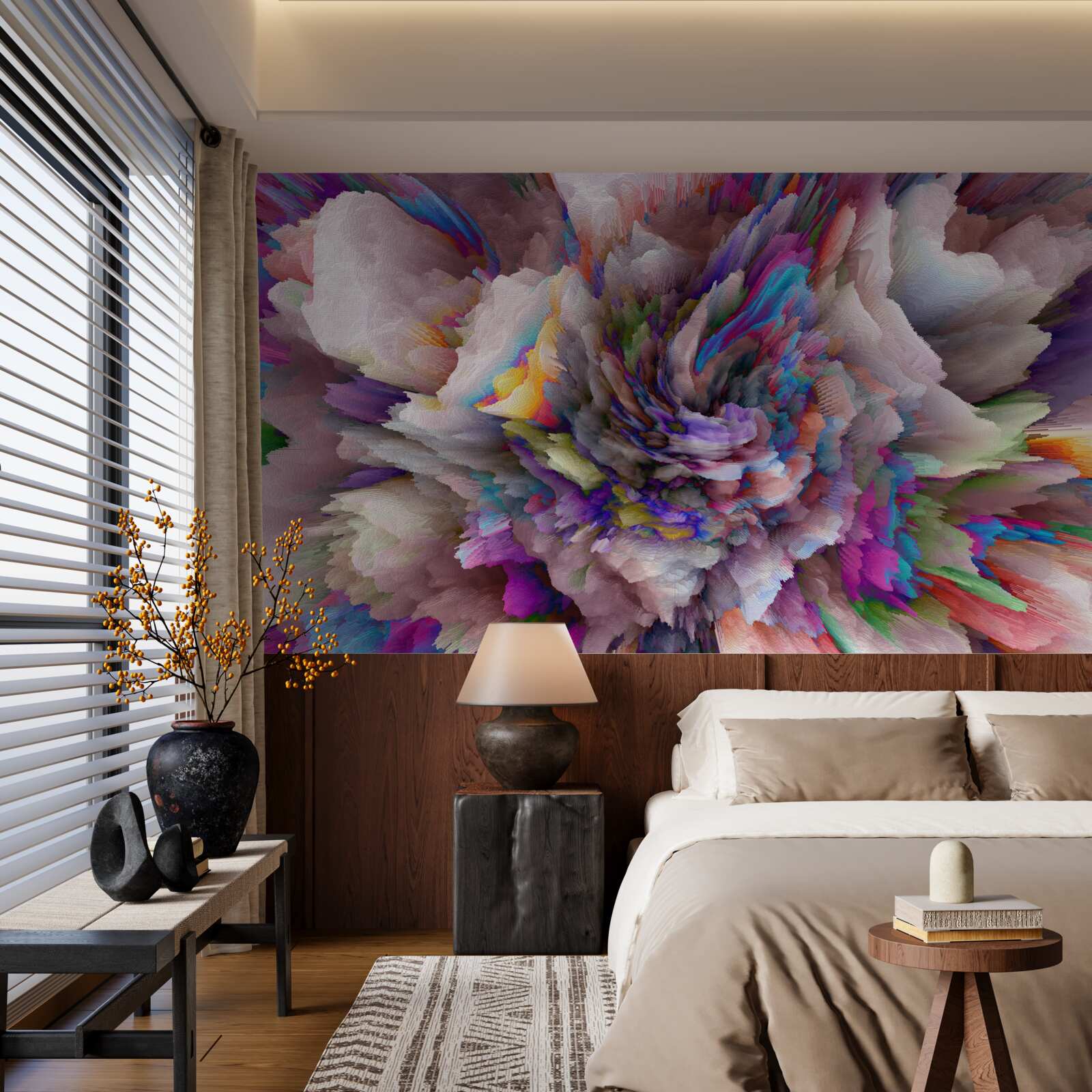 Fototapeta kvet s dúhovými abstraktnými odtieňmi