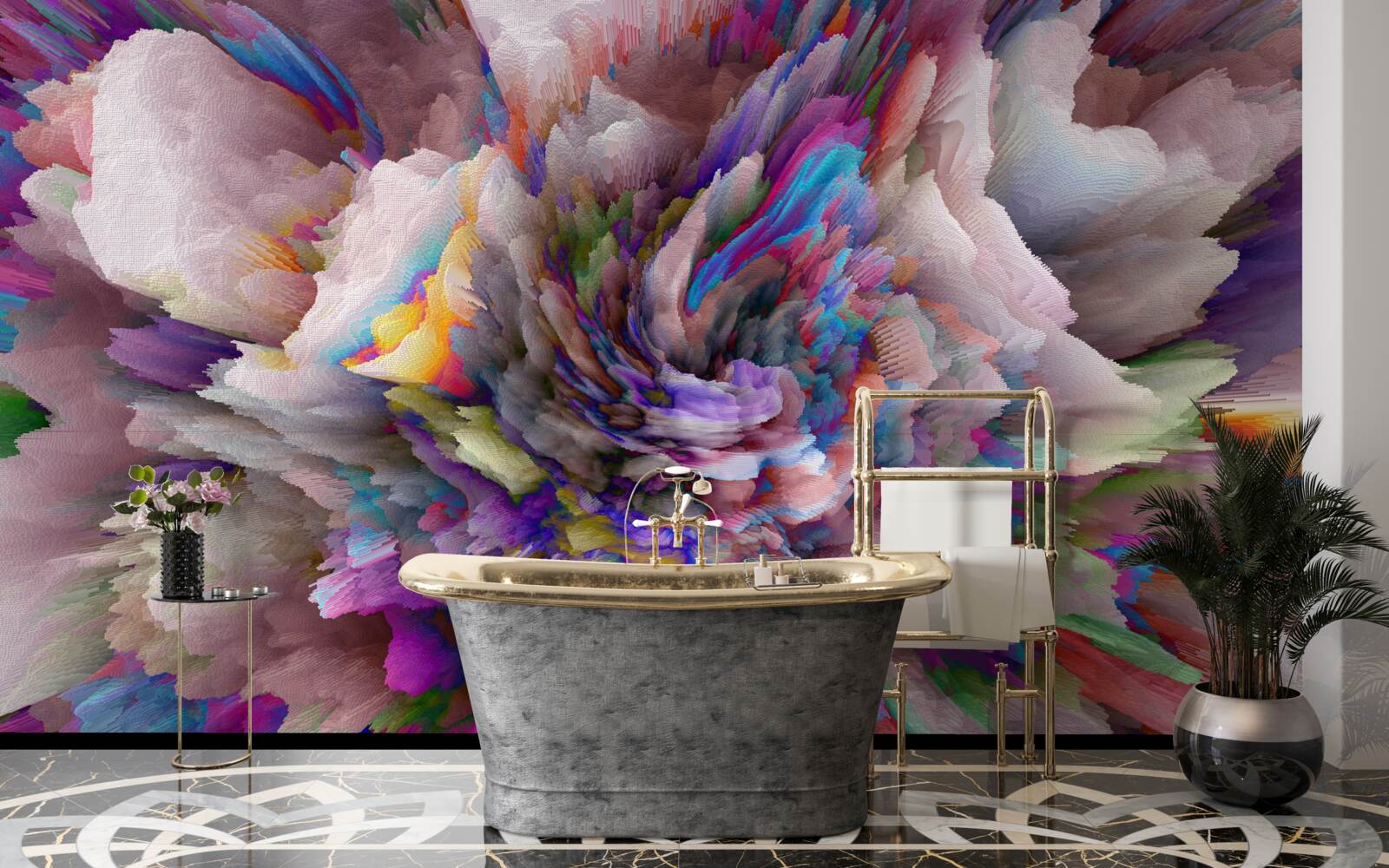 Fototapeta kvet s dúhovými abstraktnými odtieňmi