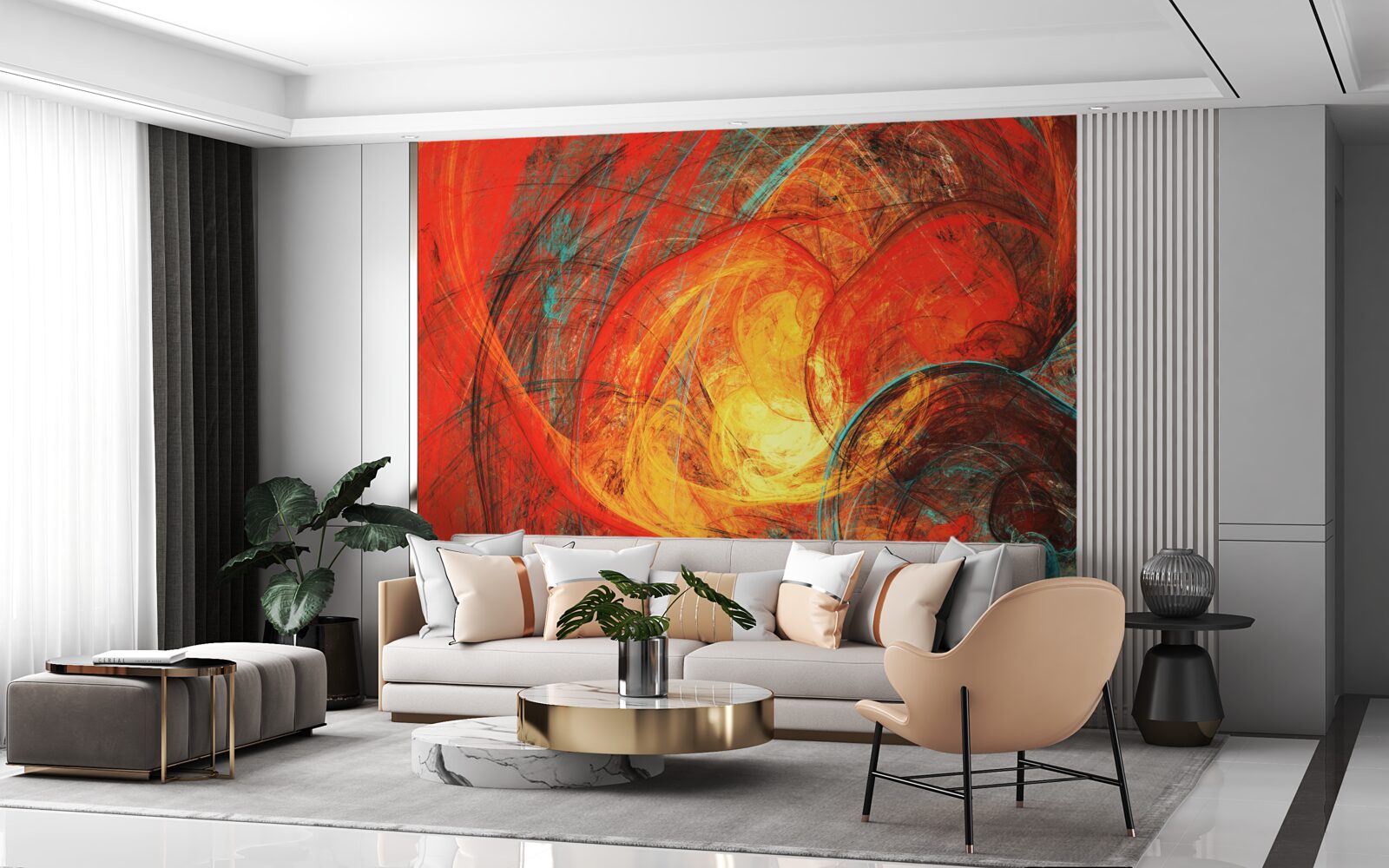 Fototapeta zlatý stred je zdobený sýto farebnými fraktálmi