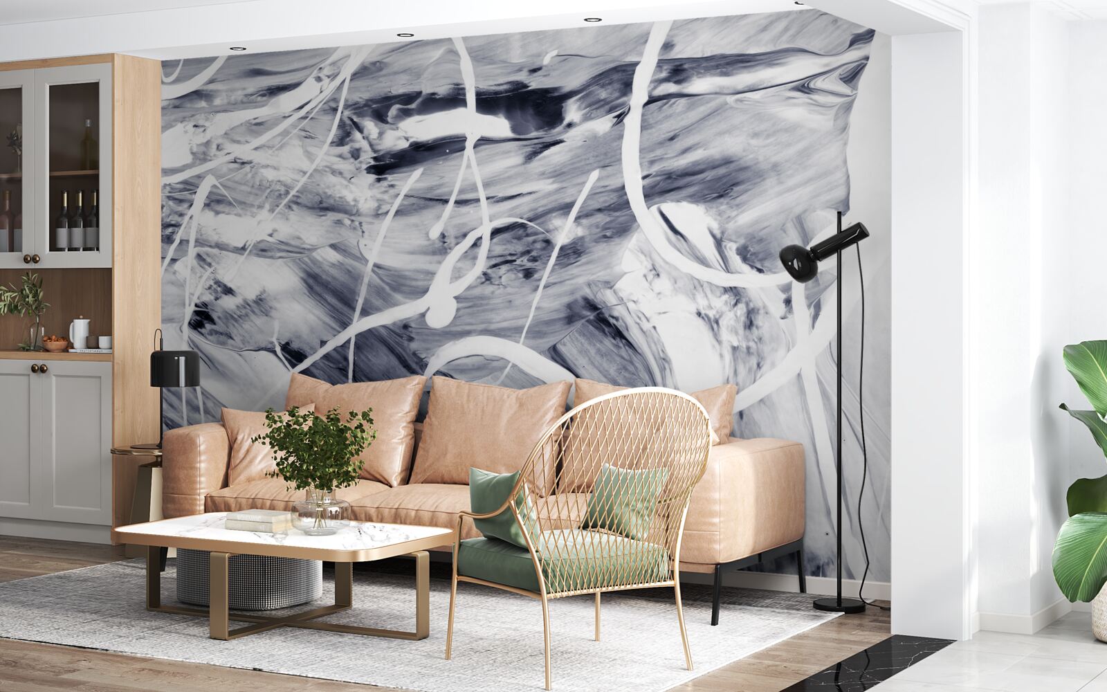 Fototapeta ťahy bielej farby na čiernom pozadí