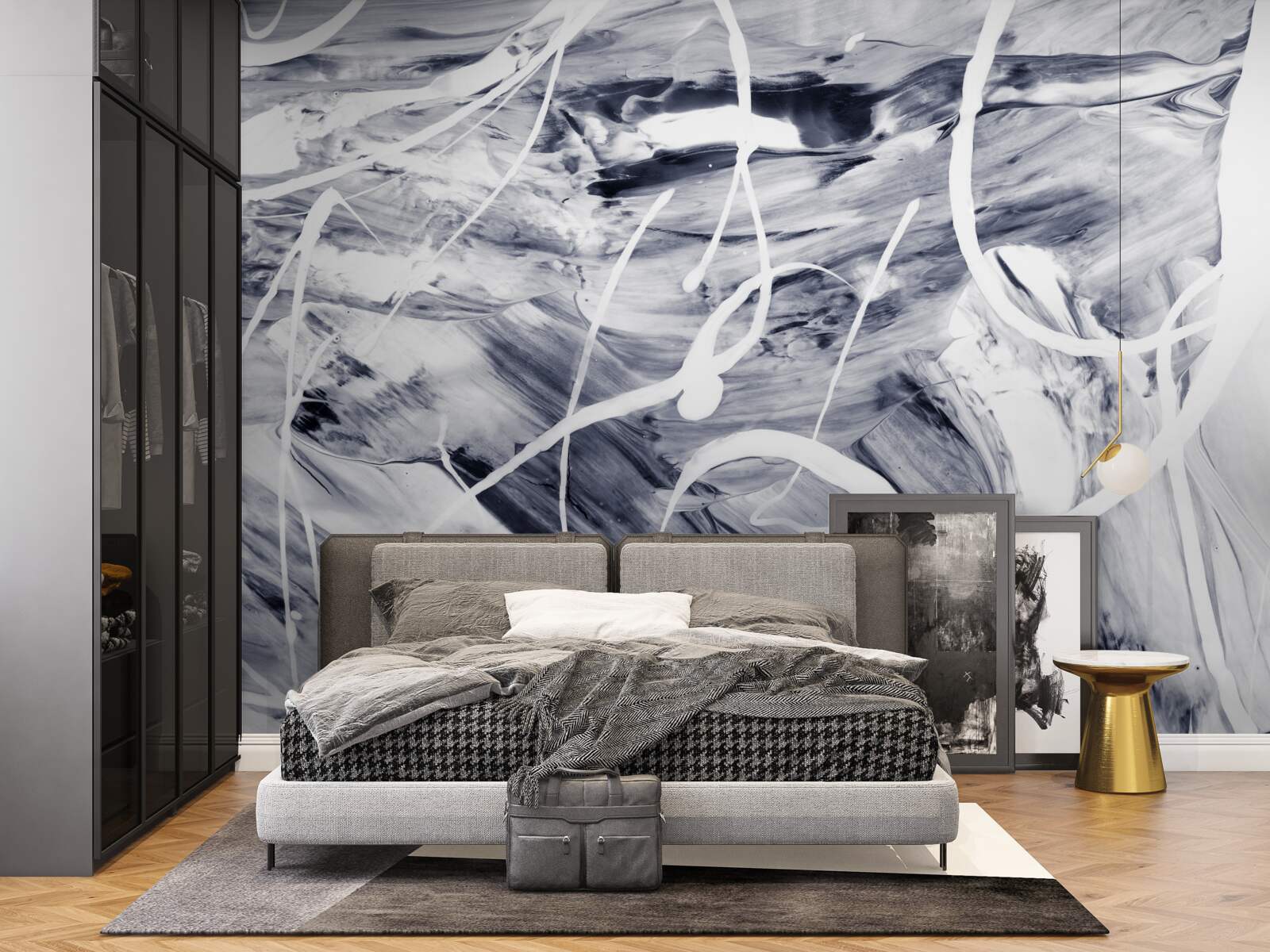 Fototapeta ťahy bielej farby na čiernom pozadí