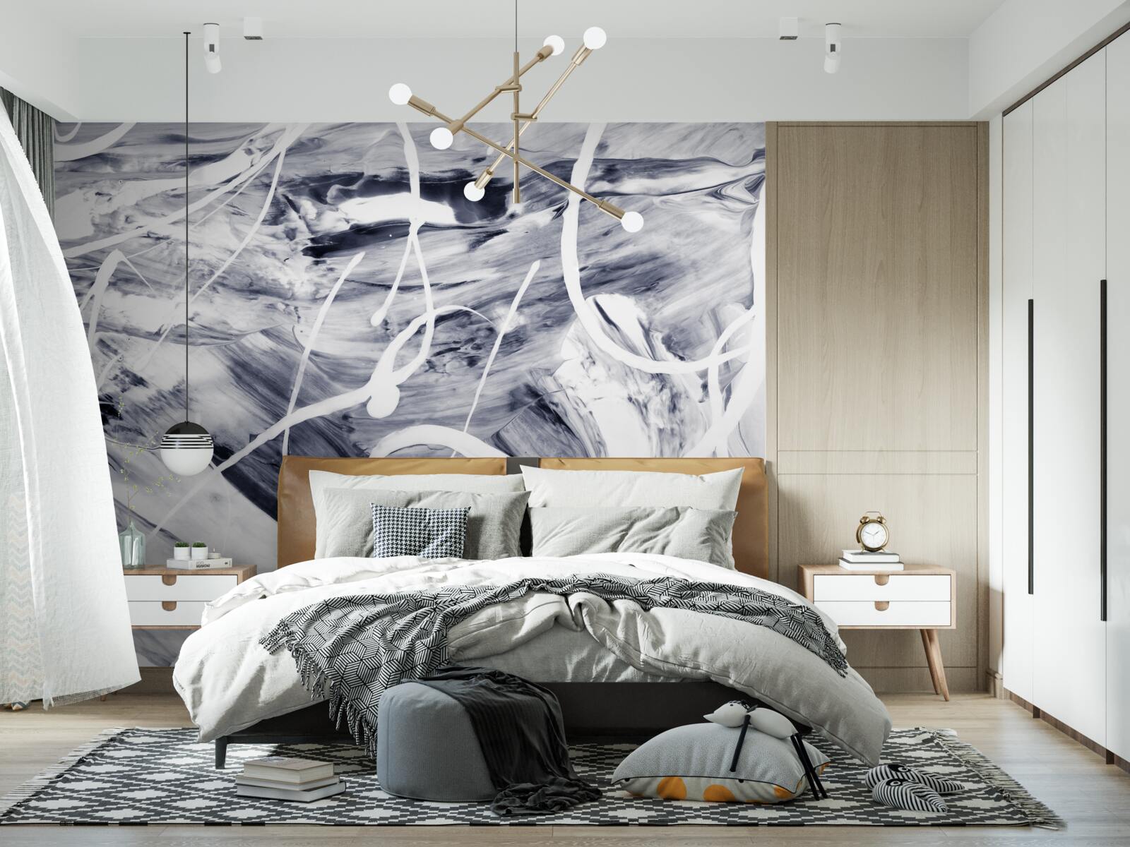 Fototapeta ťahy bielej farby na čiernom pozadí