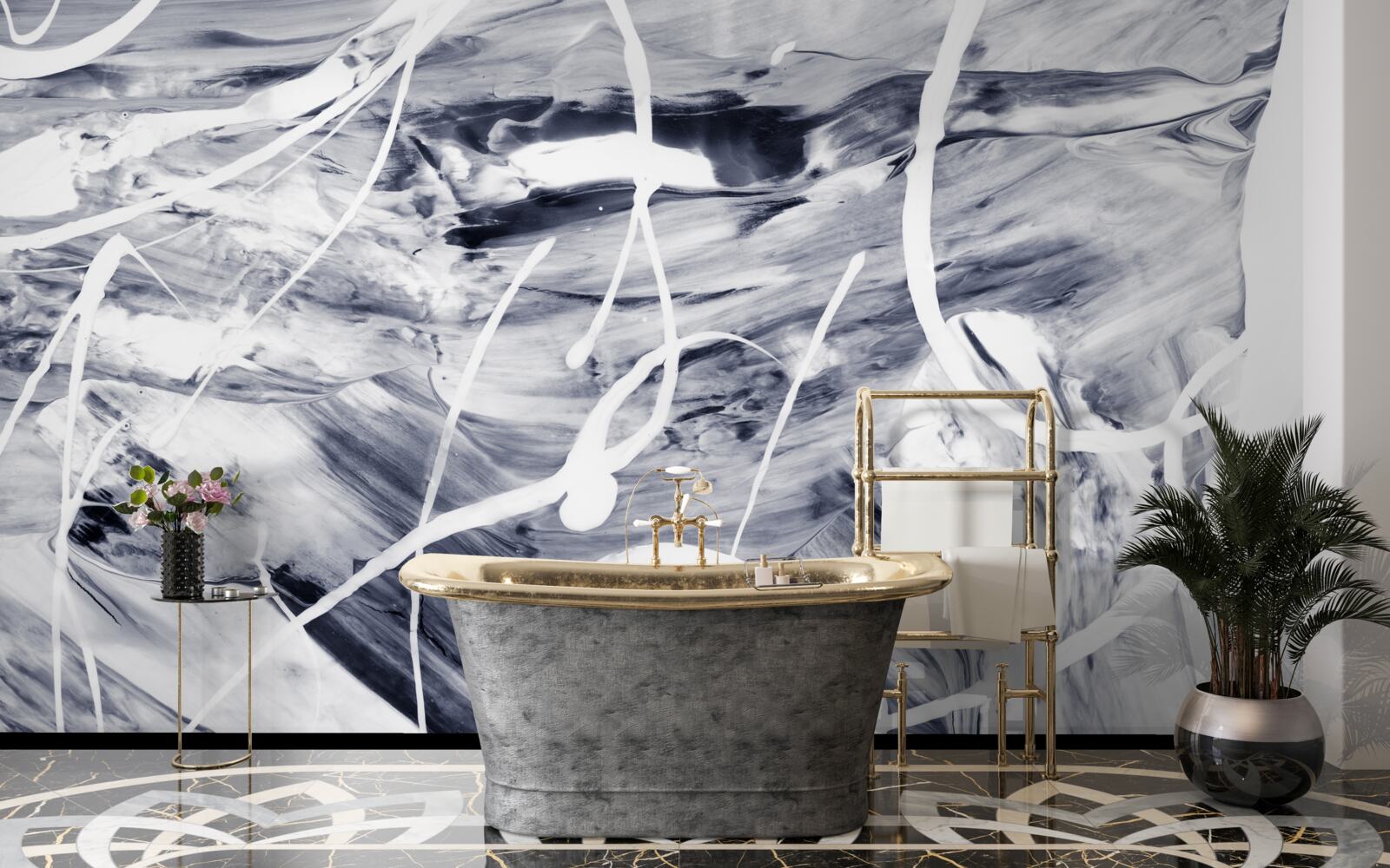 Fototapeta ťahy bielej farby na čiernom pozadí