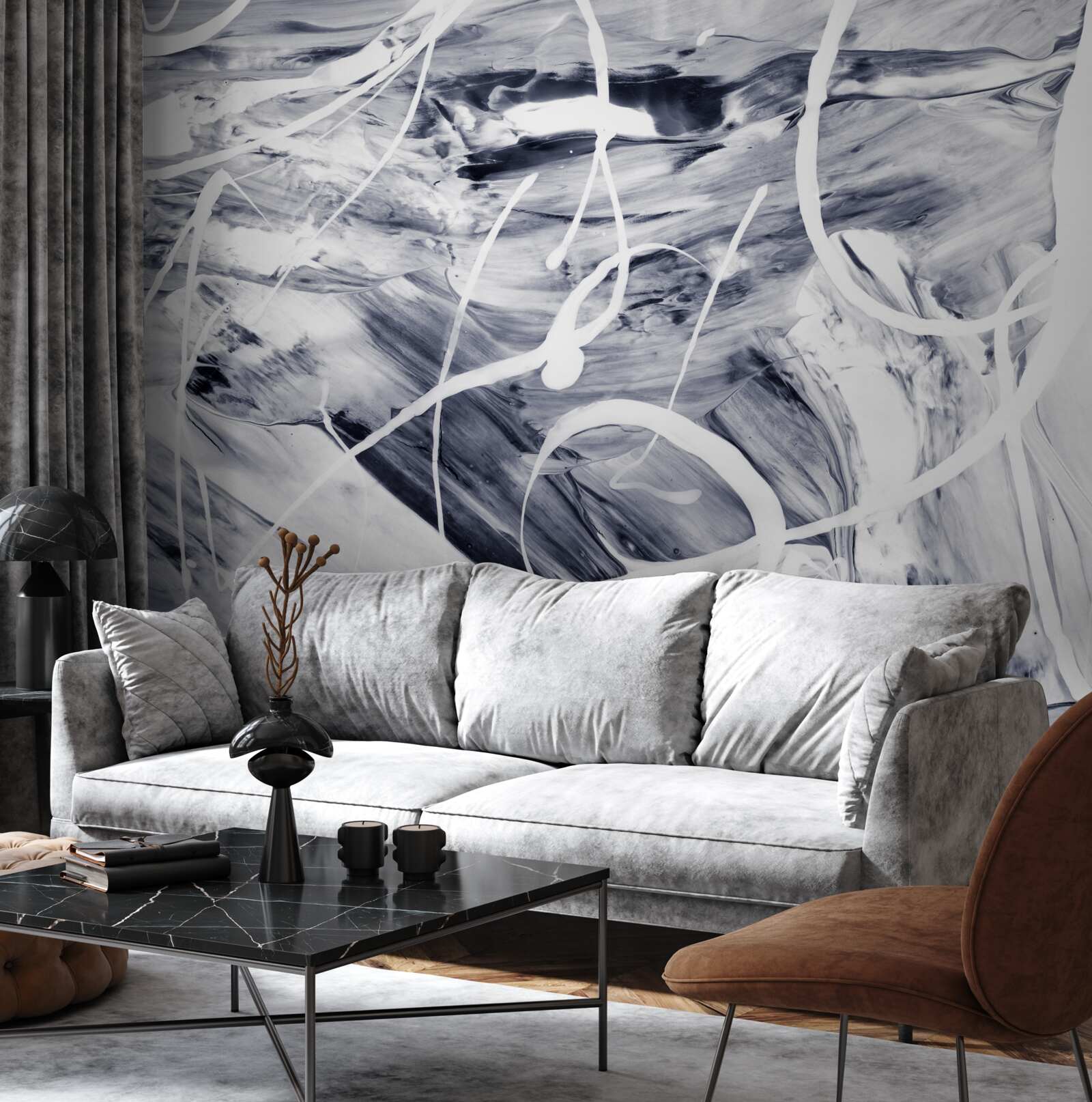 Fototapeta ťahy bielej farby na čiernom pozadí