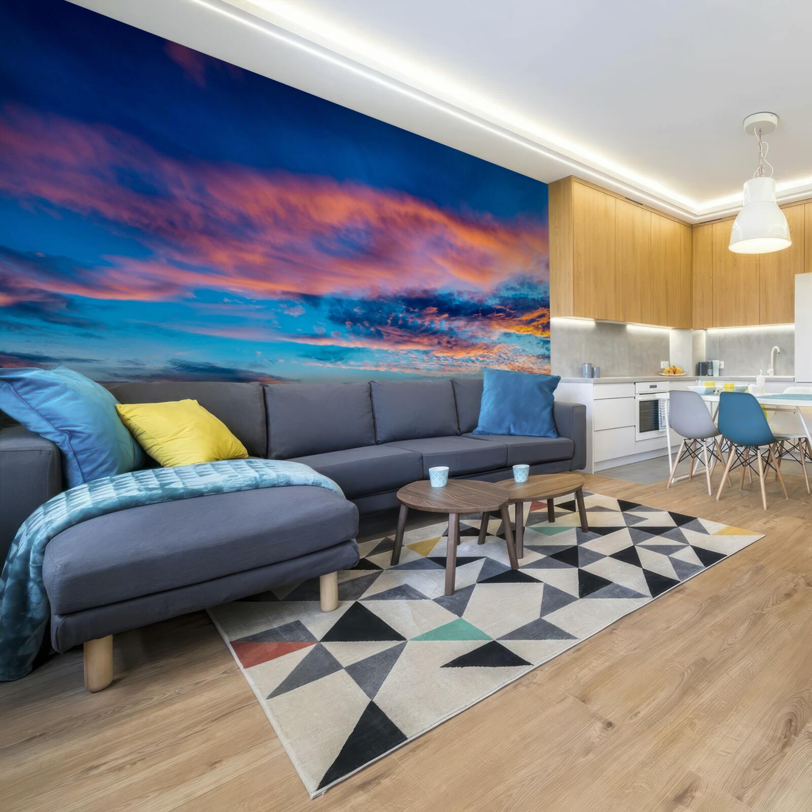 Fototapeta mraky pri západe slnka, vrhané vetrom