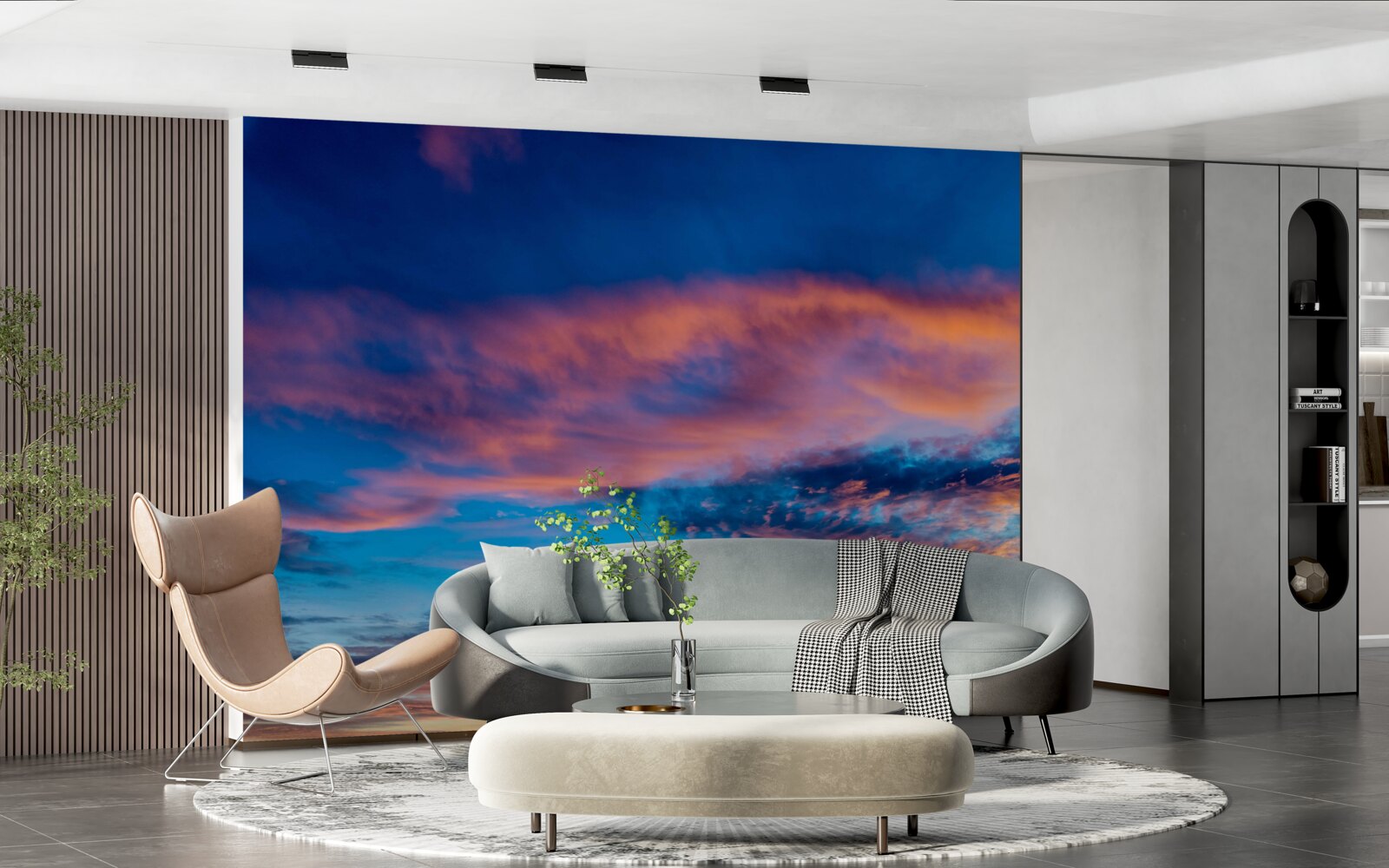 Fototapeta mraky pri západe slnka, vrhané vetrom