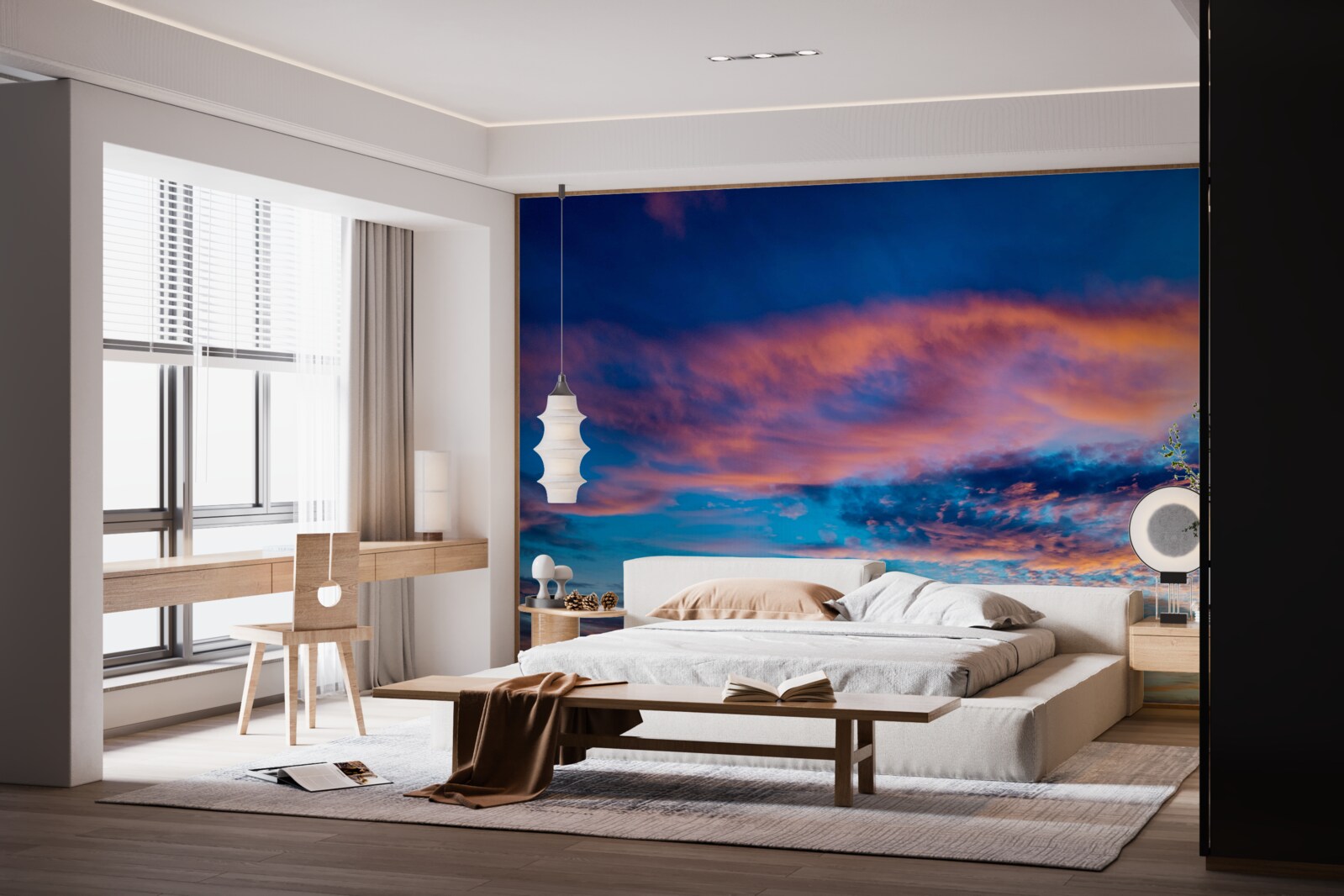 Fototapeta mraky pri západe slnka, vrhané vetrom