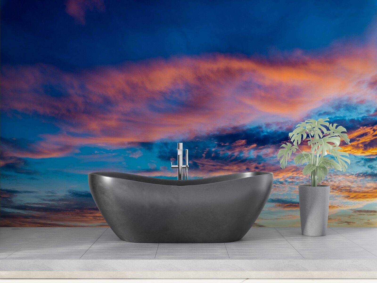 Fototapeta mraky pri západe slnka, vrhané vetrom