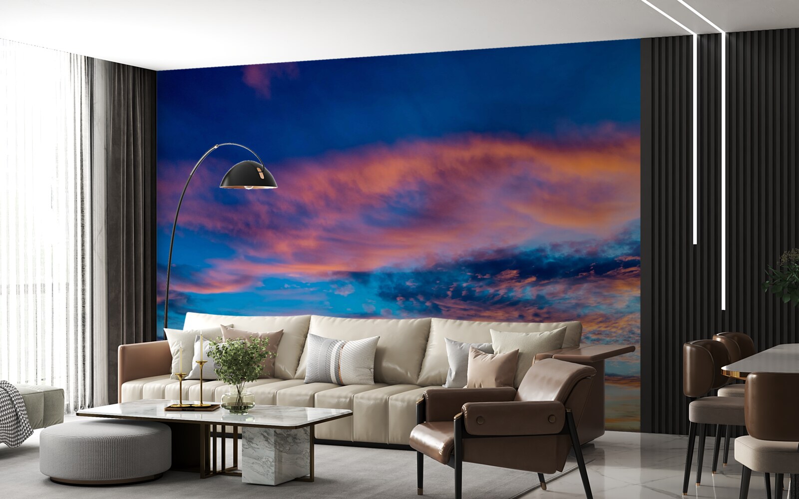 Fototapeta mraky pri západe slnka, vrhané vetrom