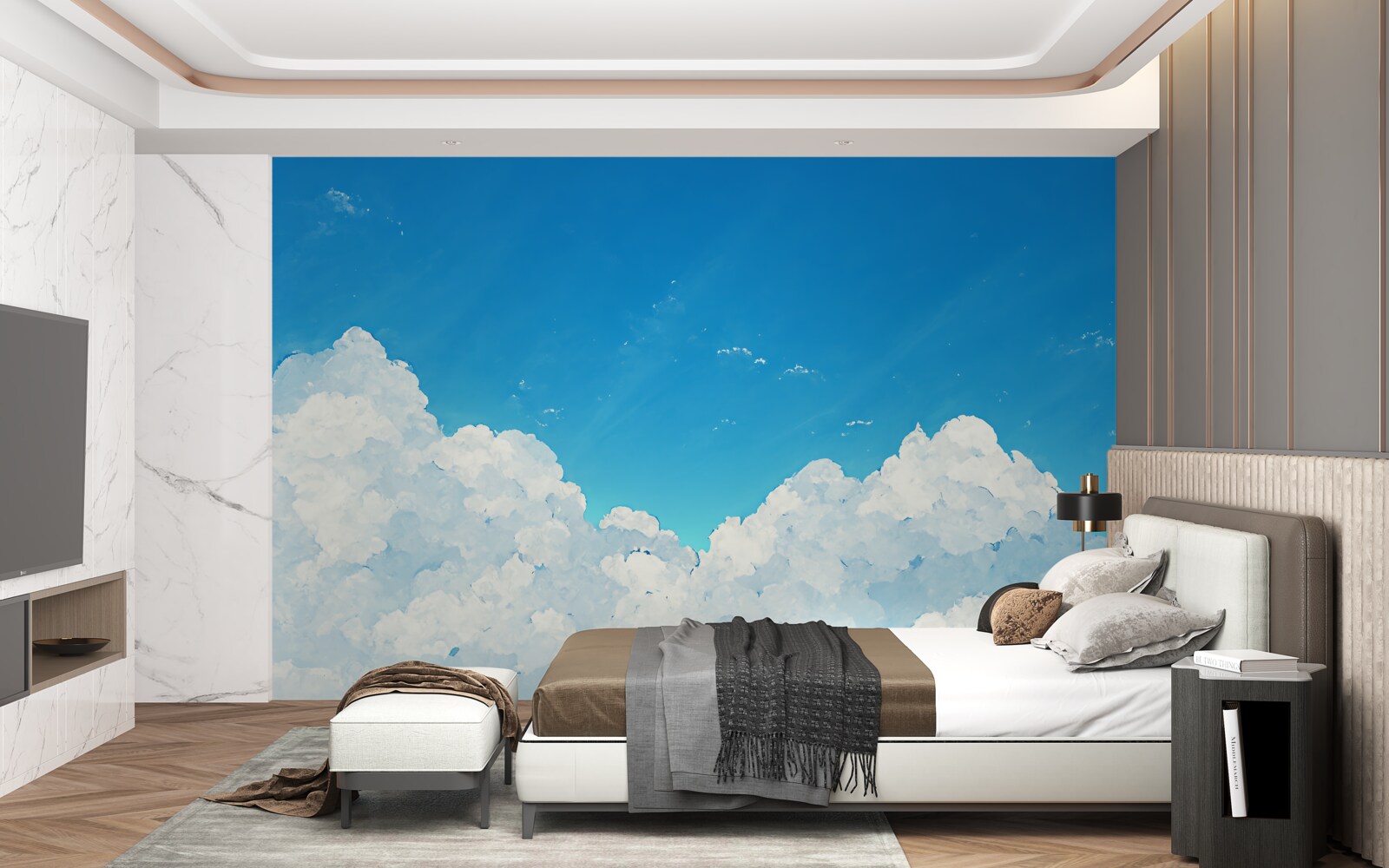 Fototapeta modrá obloha a snehovo biele oblaky