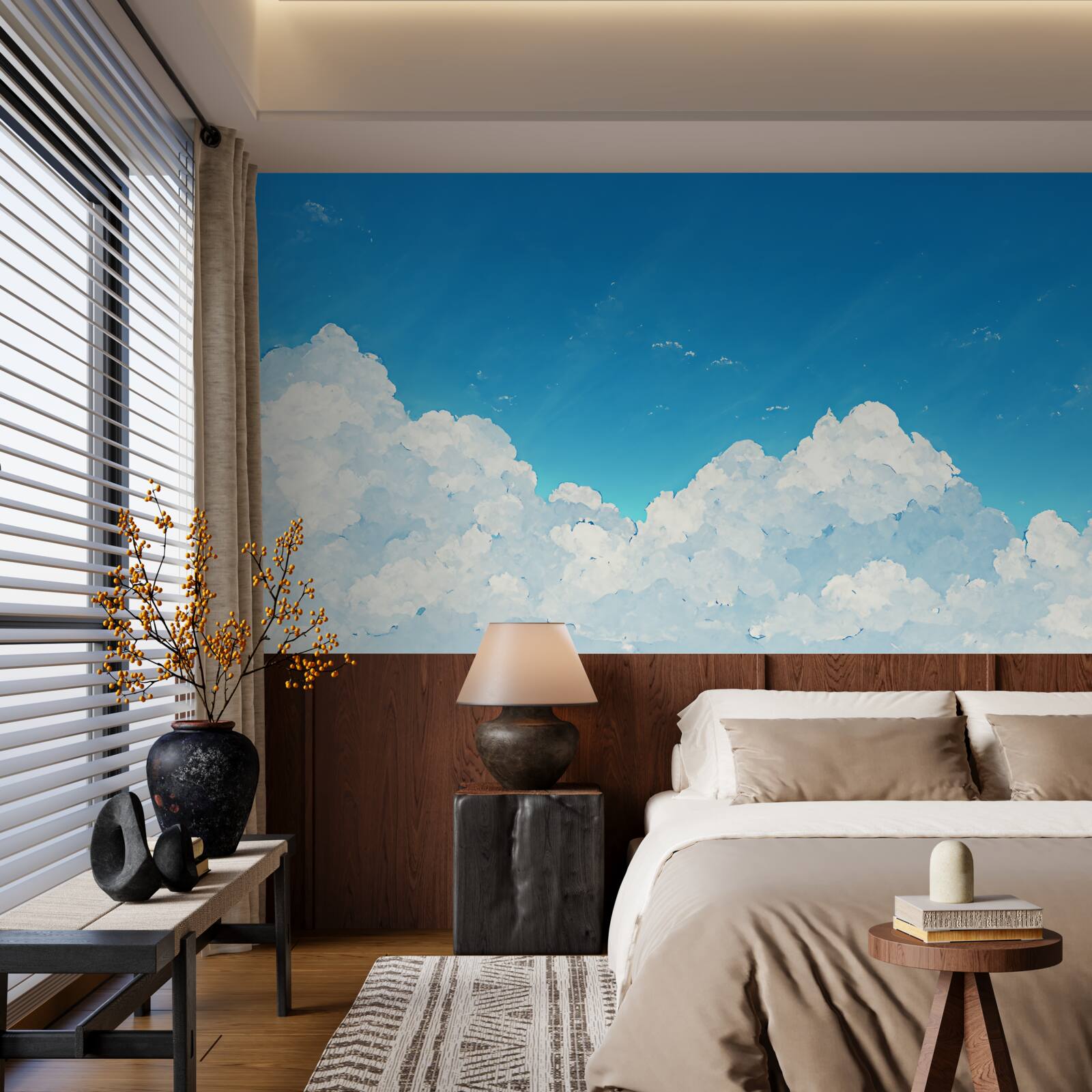 Fototapeta modrá obloha a snehovo biele oblaky