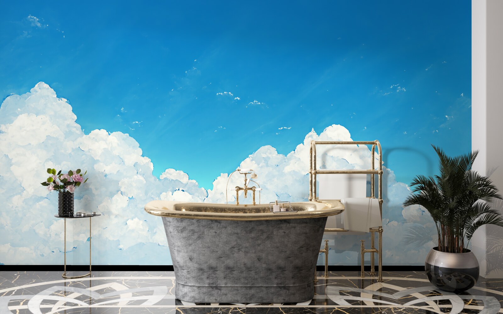 Fototapeta modrá obloha a snehovo biele oblaky