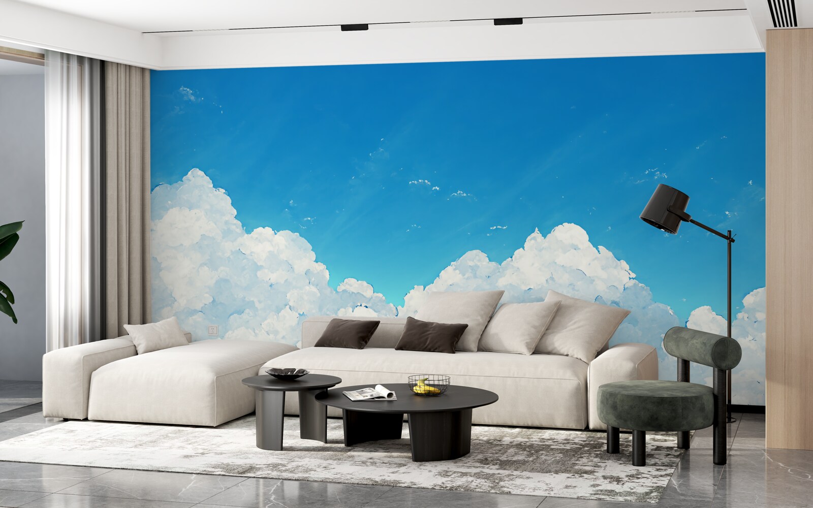 Fototapeta modrá obloha a snehovo biele oblaky