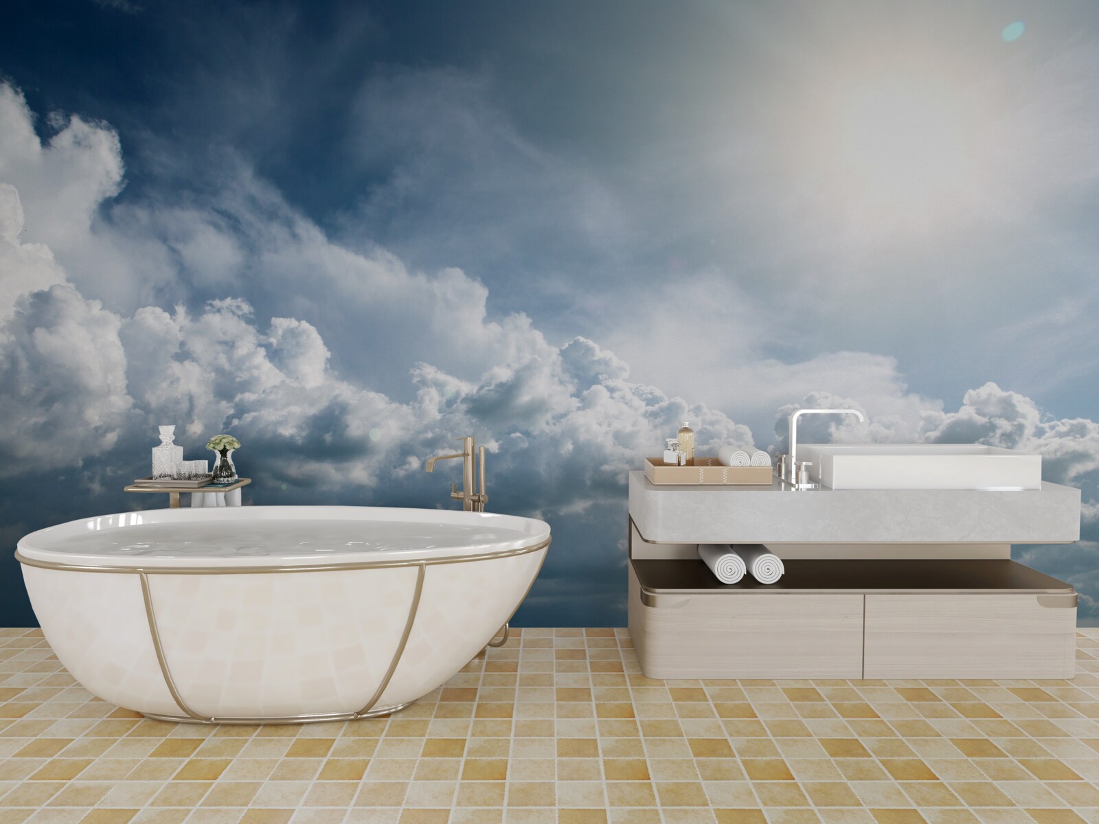 Fototapeta intenzívne svetlo medzi búrkovými mrakmi