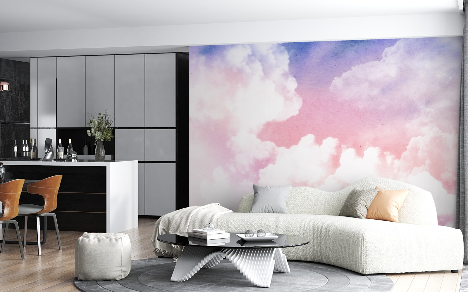 Fototapeta ružové oblaky pri západe slnka