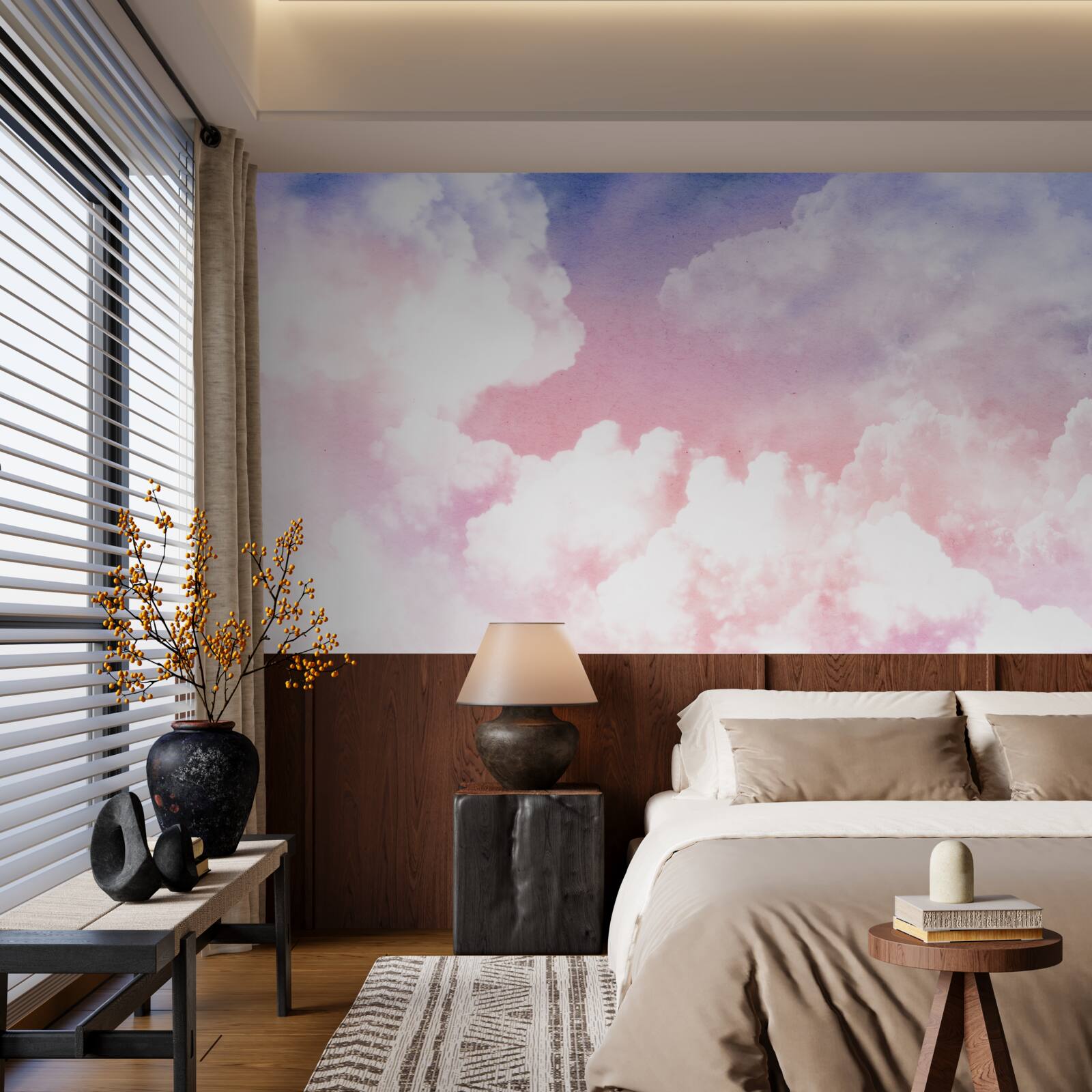 Fototapeta ružové oblaky pri západe slnka