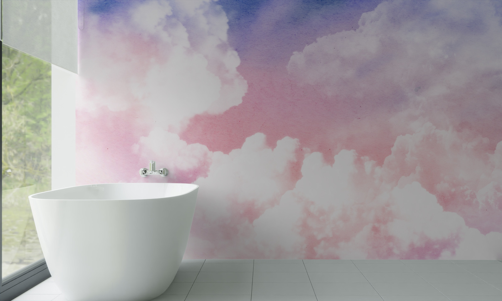 Fototapeta ružové oblaky pri západe slnka