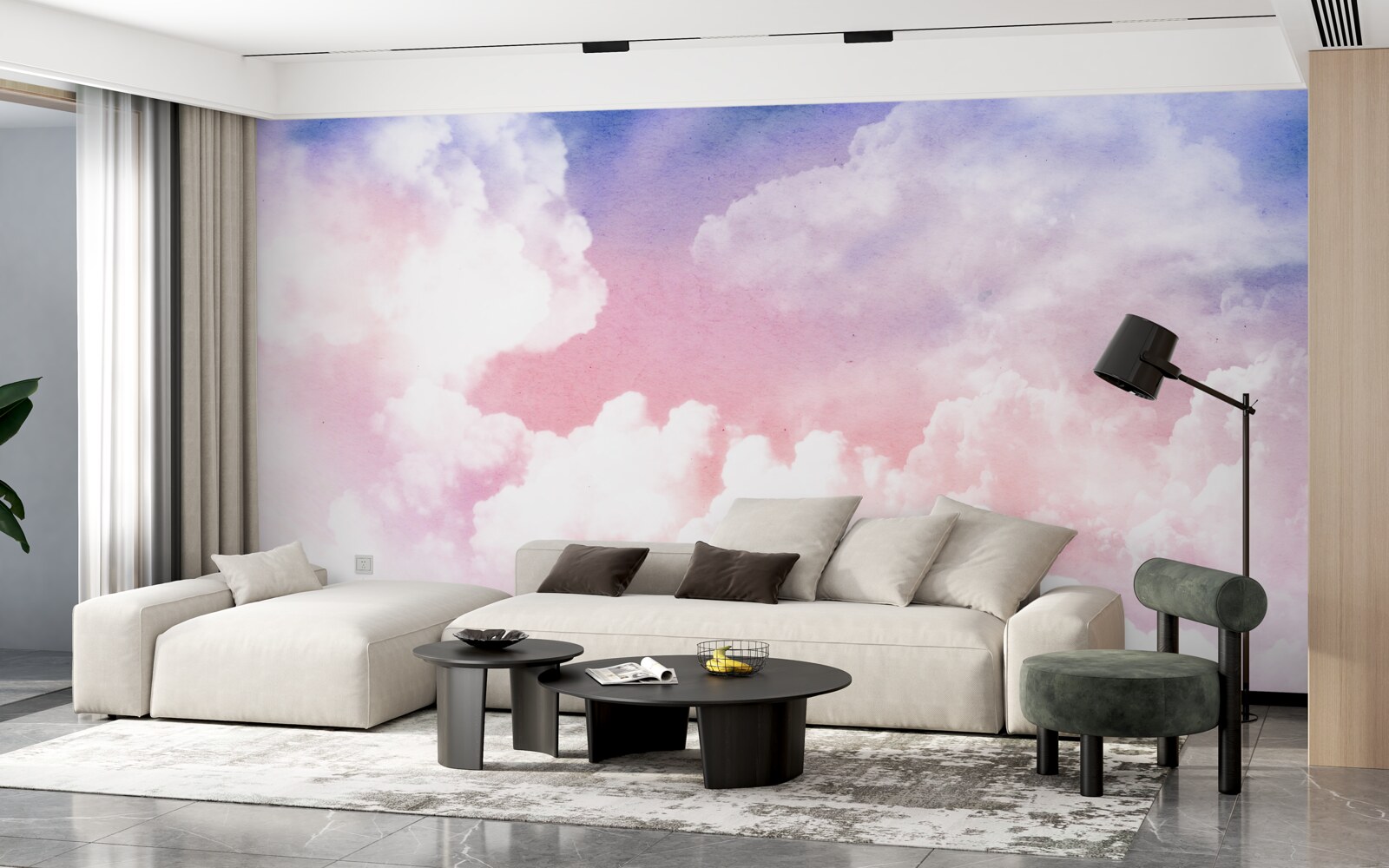 Fototapeta ružové oblaky pri západe slnka