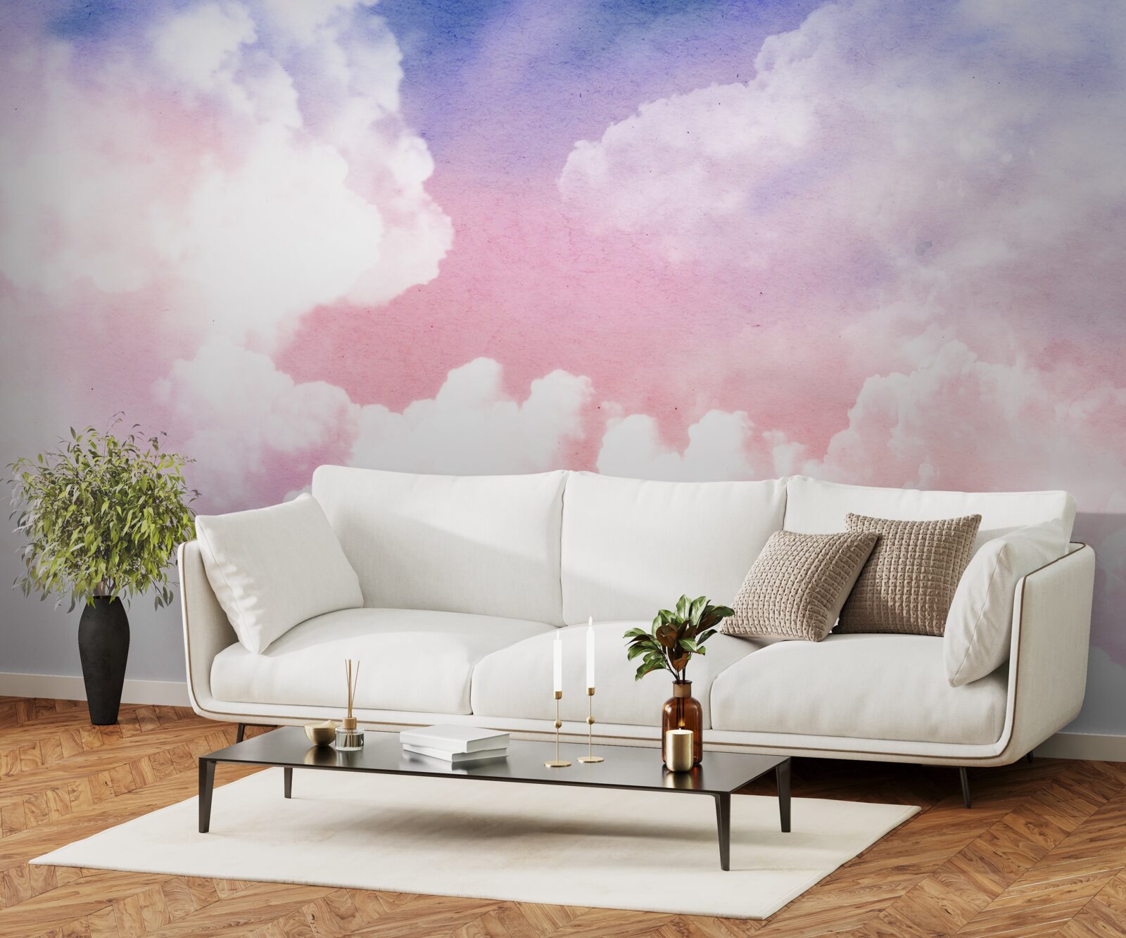 Fototapeta ružové oblaky pri západe slnka