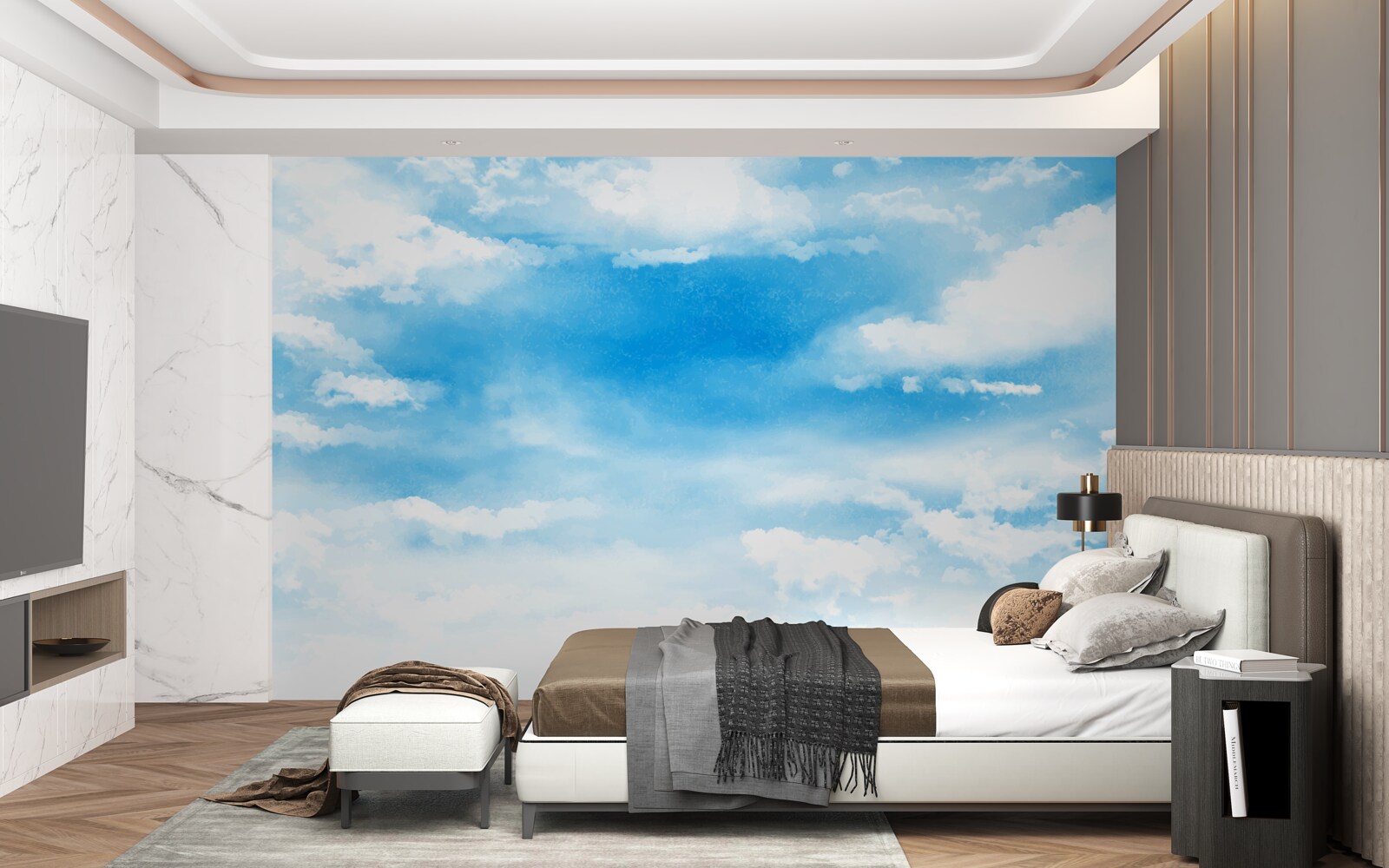 Fototapeta modrú oblohu zdobia biele oblaky