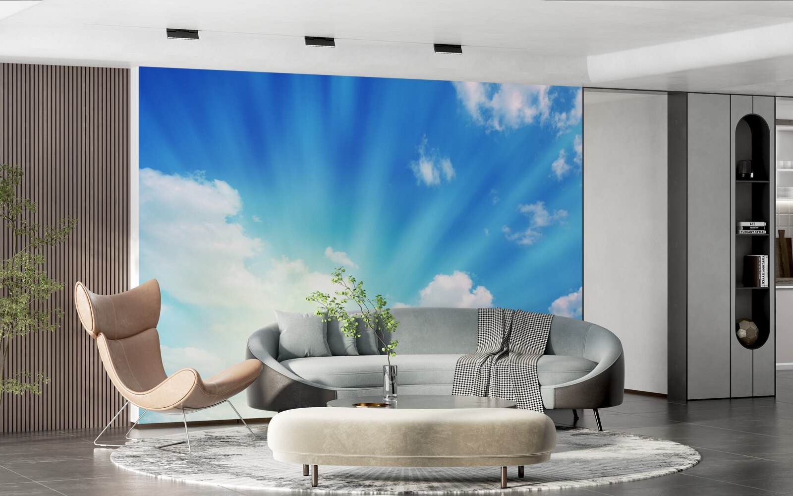 Fototapeta jasné slnečné lúče svietia na modrej oblohe