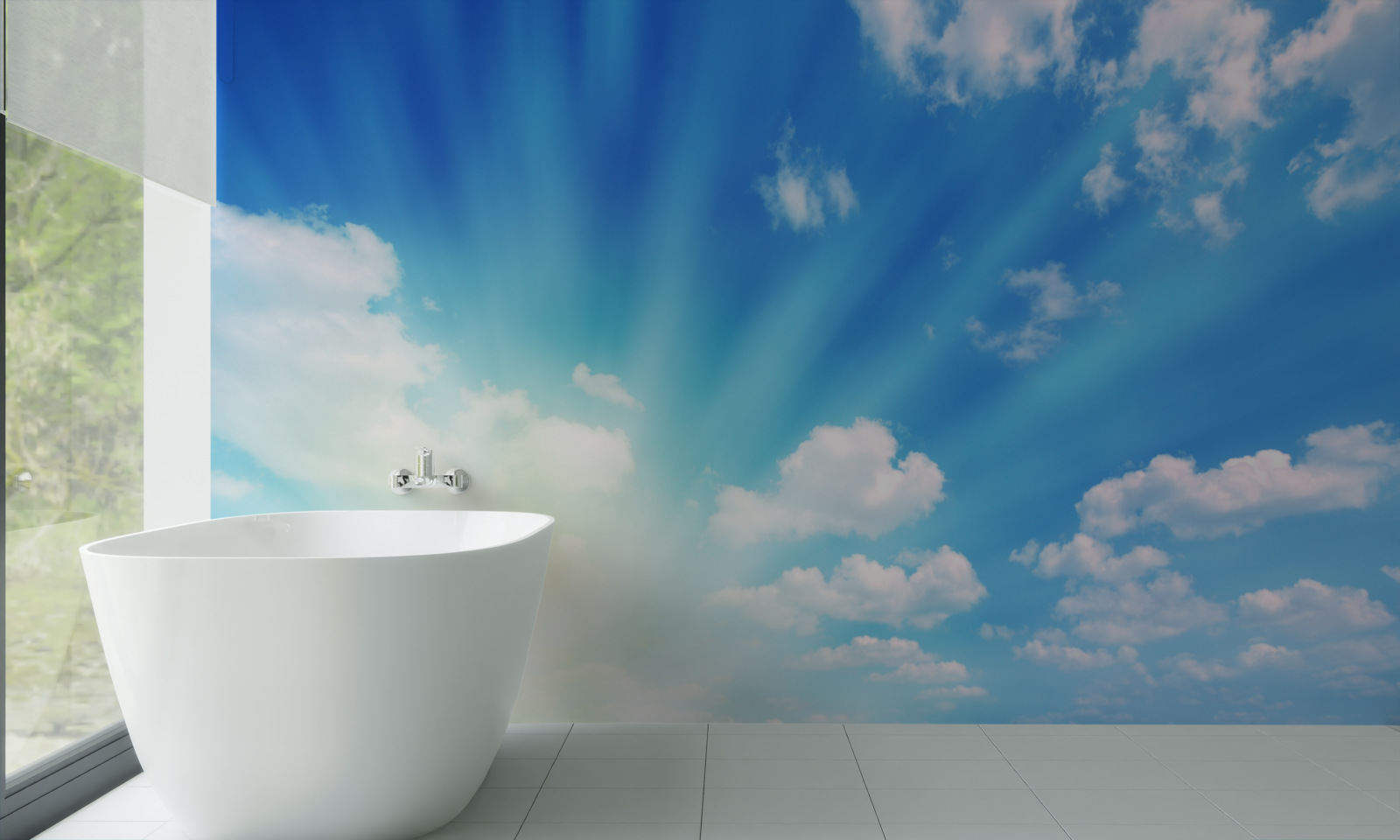 Fototapeta jasné slnečné lúče svietia na modrej oblohe