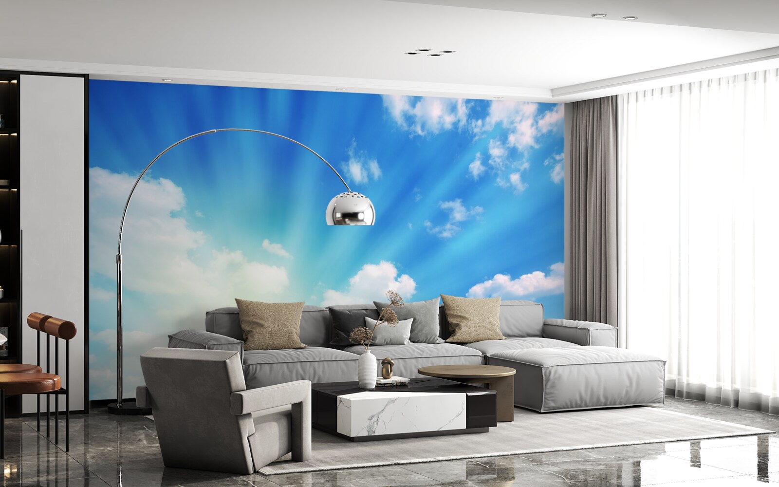 Fototapeta jasné slnečné lúče svietia na modrej oblohe