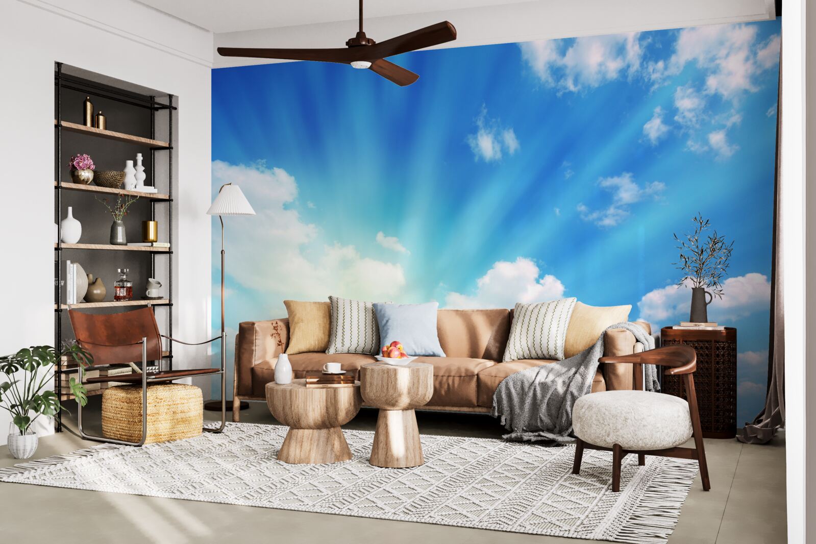 Fototapeta jasné slnečné lúče svietia na modrej oblohe