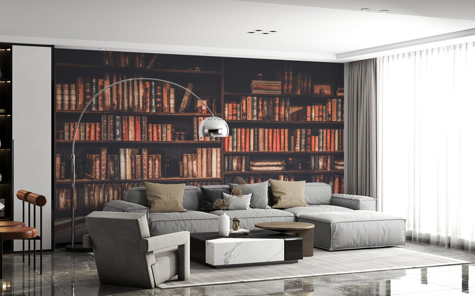 Fototapeta knihy sa hromadili na policiach