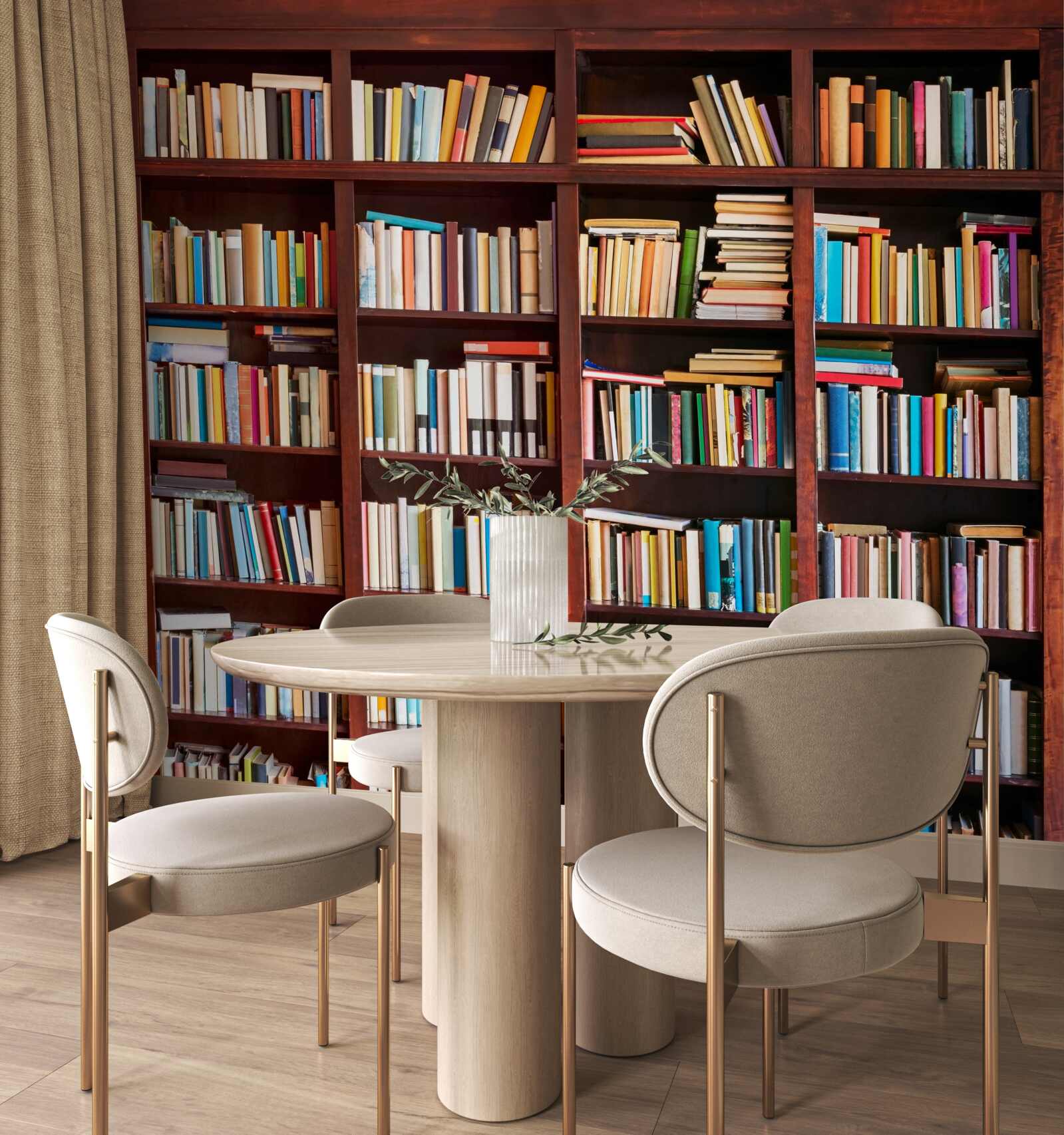 Fototapeta rady kníh rôznych farieb na policiach