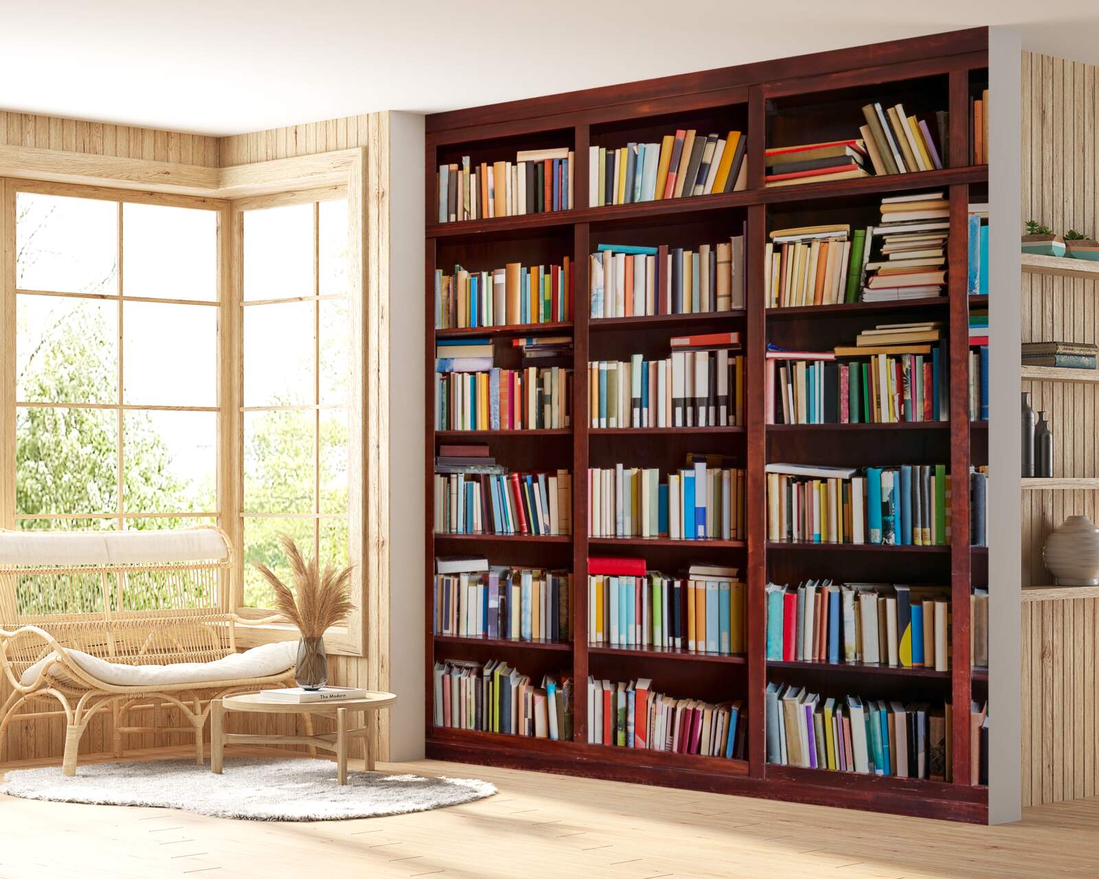 Fototapeta rady kníh rôznych farieb na policiach