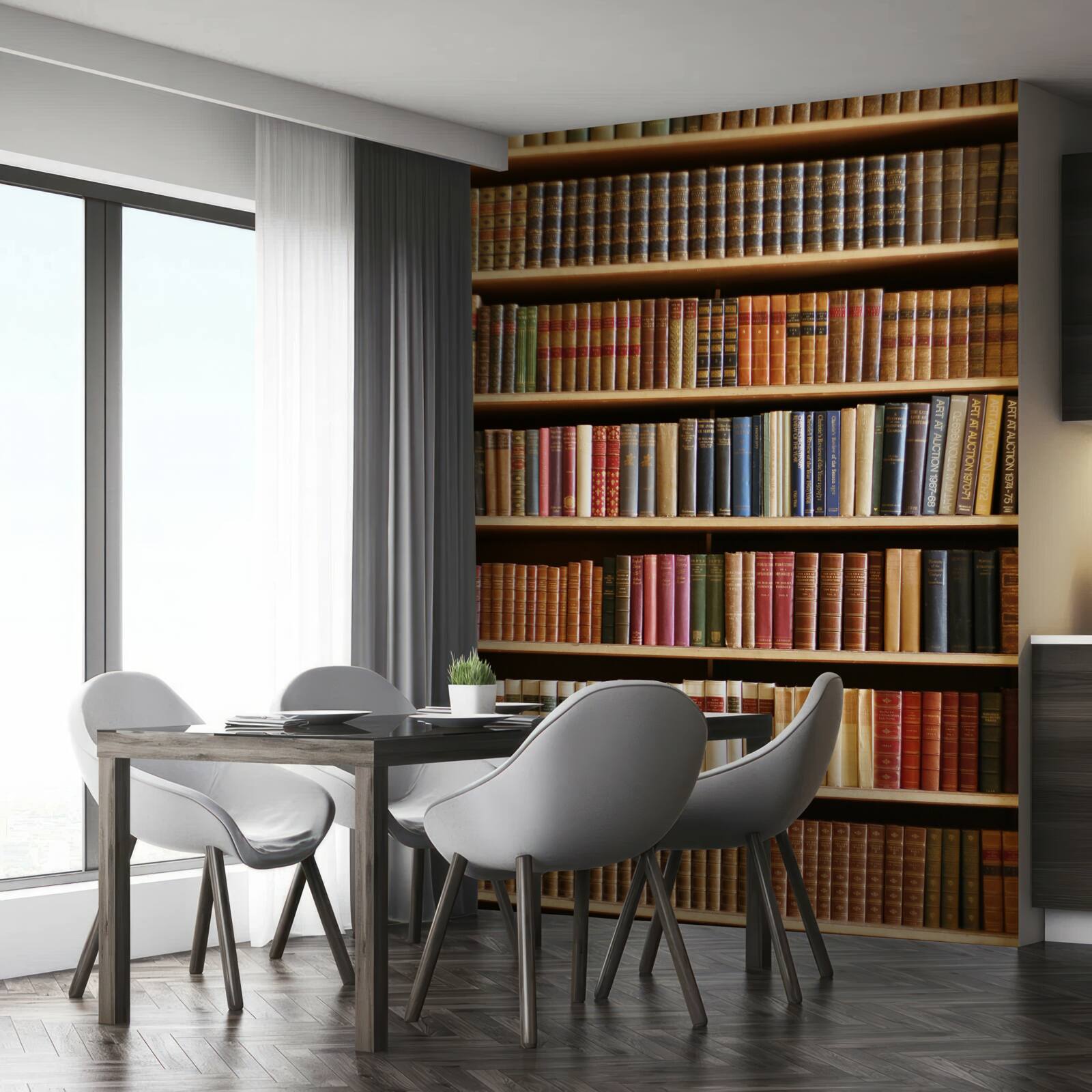 Fototapeta na poličkách je veľa kníh