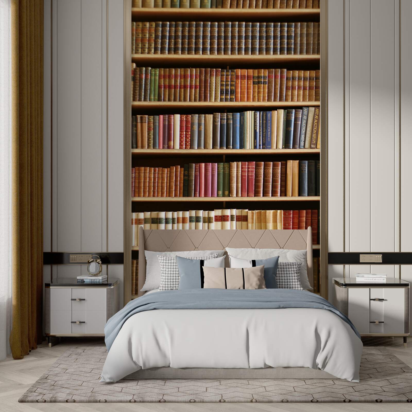 Fototapeta na poličkách je veľa kníh