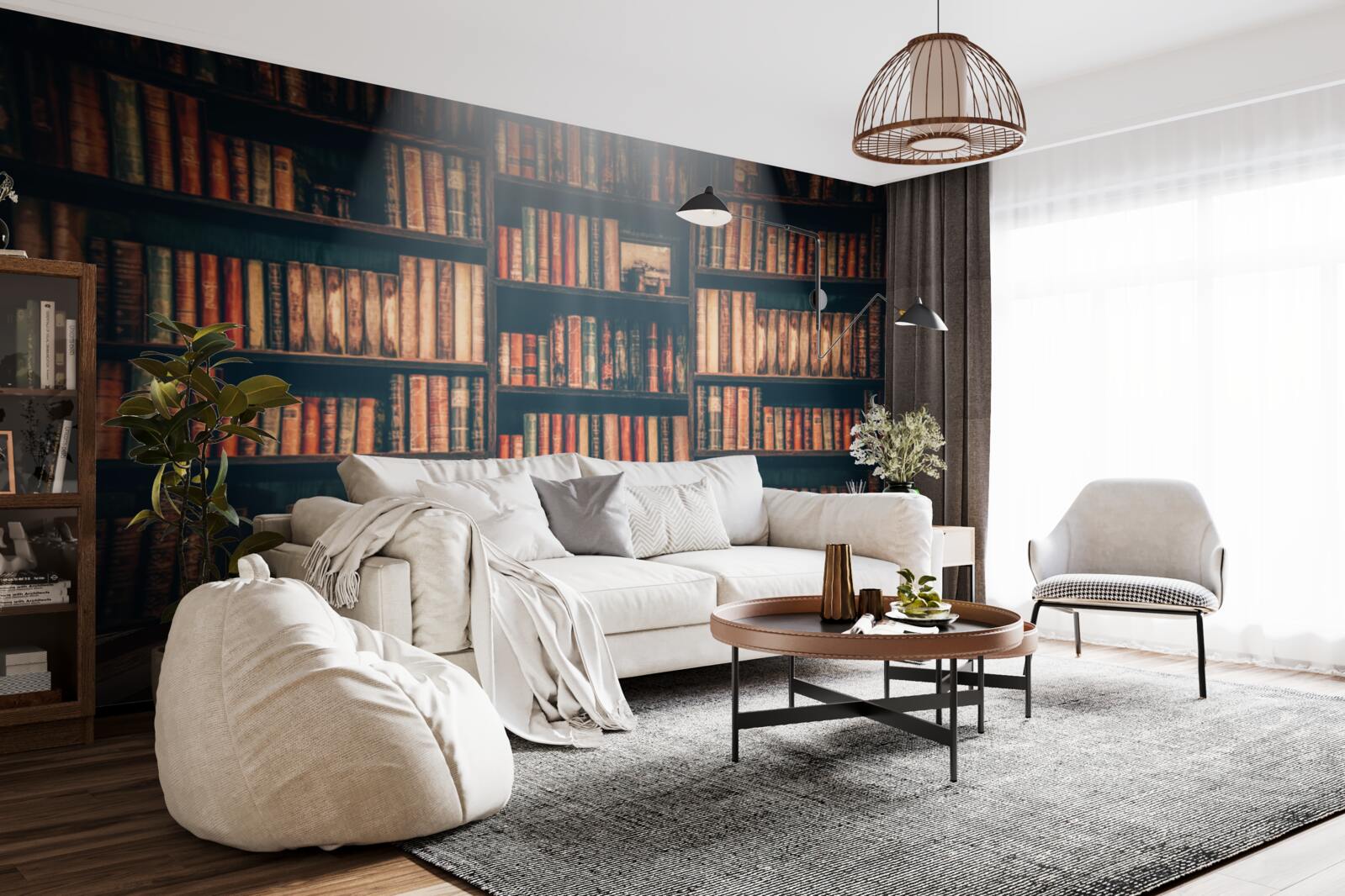 Fototapeta lúč slnečného svetla prenikajúci do kníh