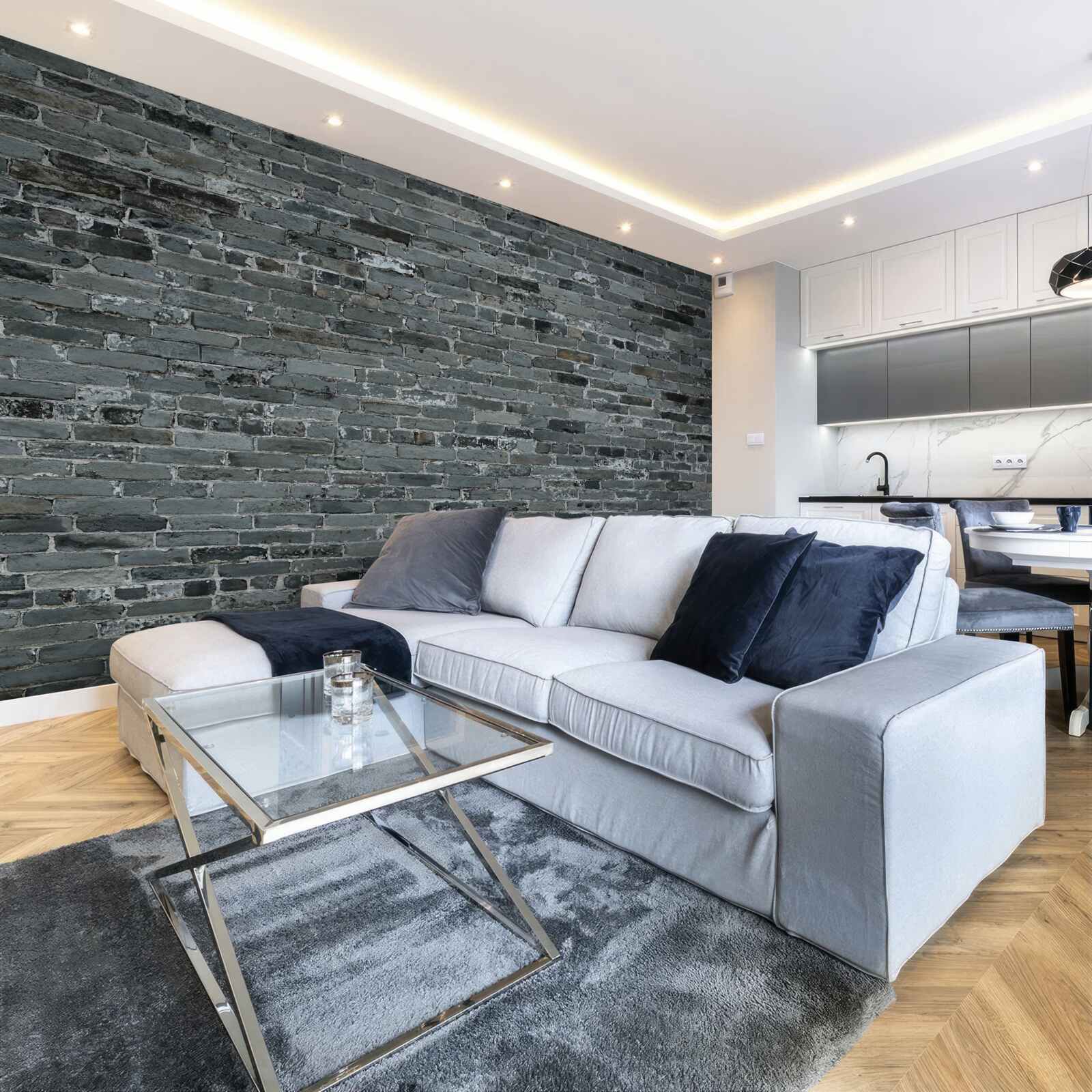 Fototapeta Stena z tehál má tmavosivý odtieň