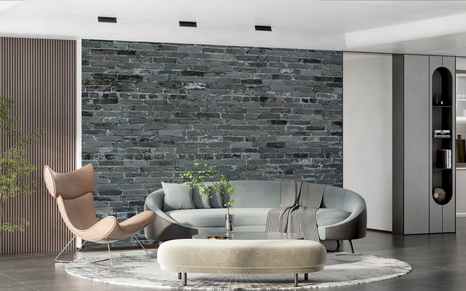 Fototapeta Stena z tehál má tmavosivý odtieň