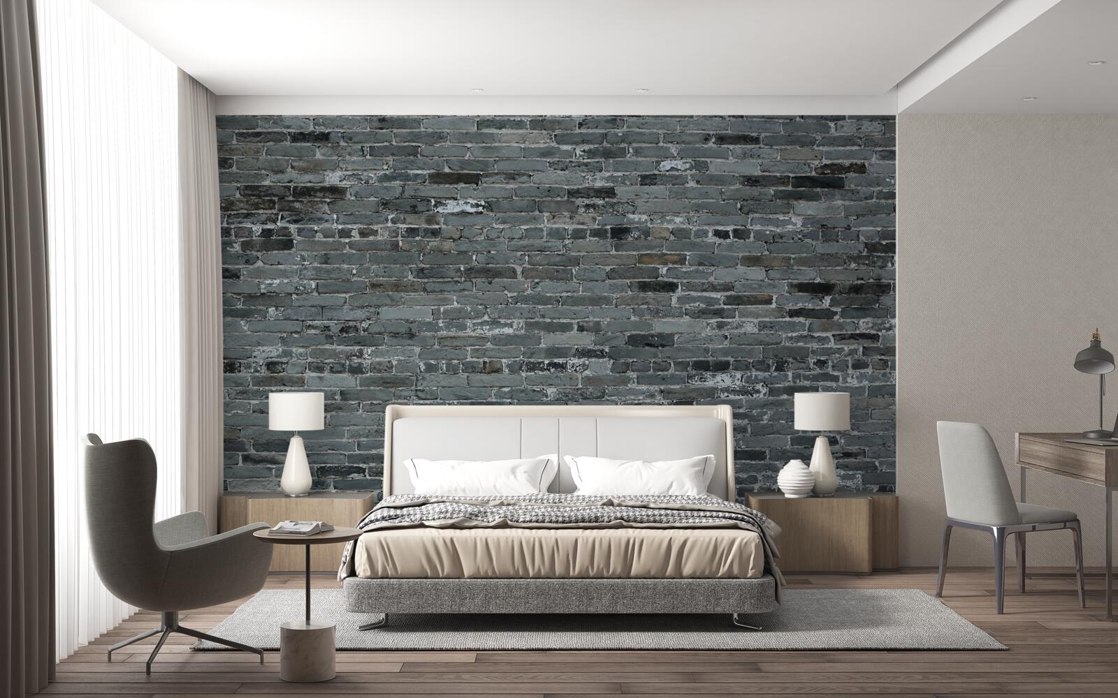 Fototapeta Stena z tehál má tmavosivý odtieň