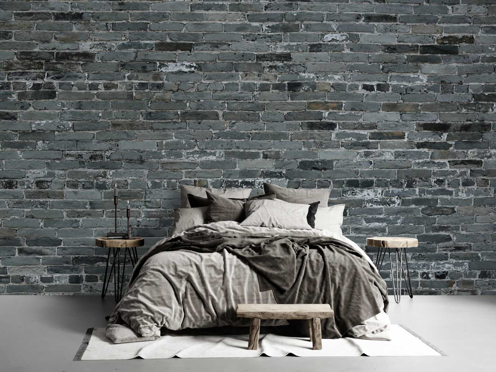Fototapeta Stena z tehál má tmavosivý odtieň