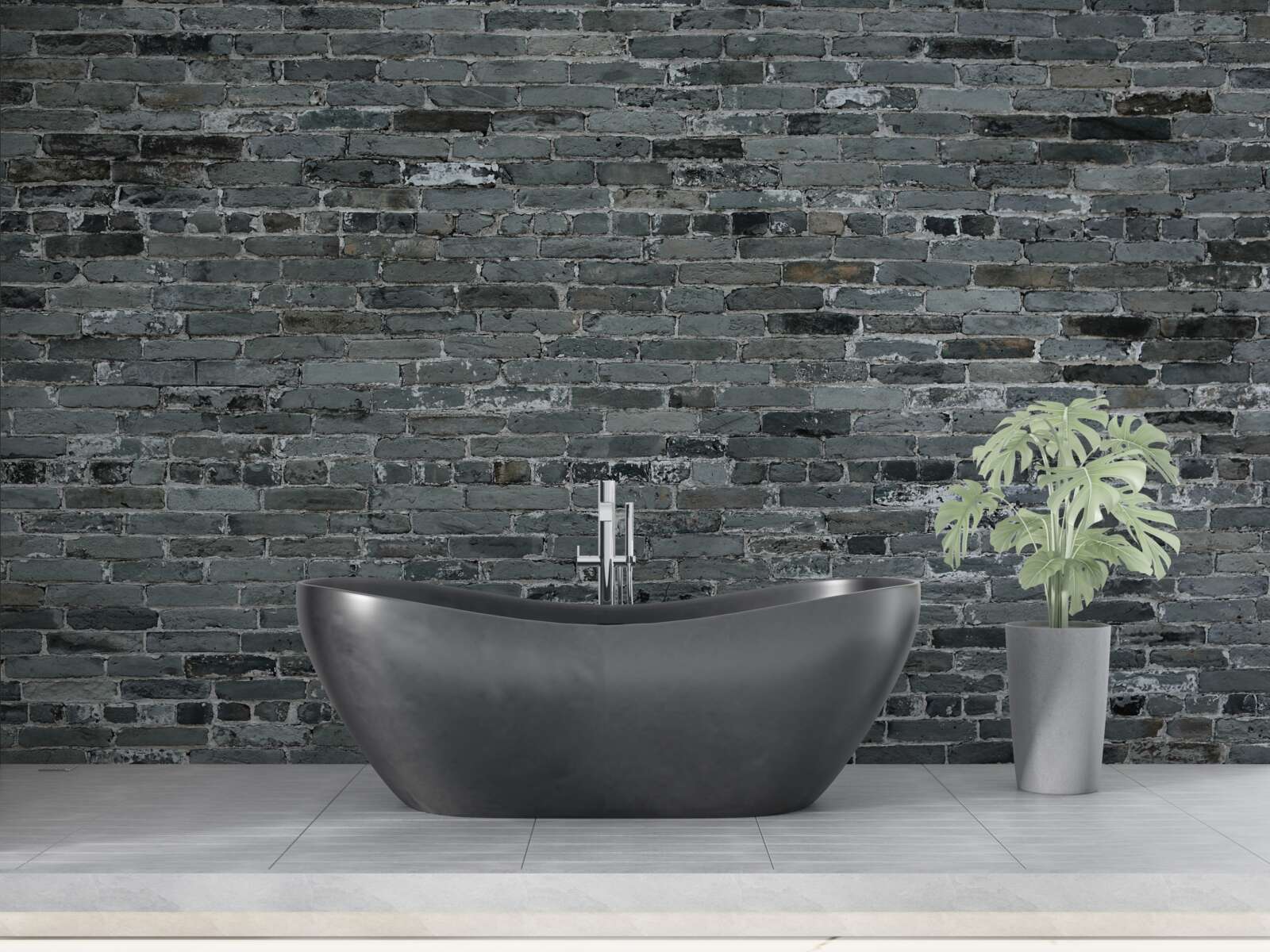 Fototapeta Stena z tehál má tmavosivý odtieň