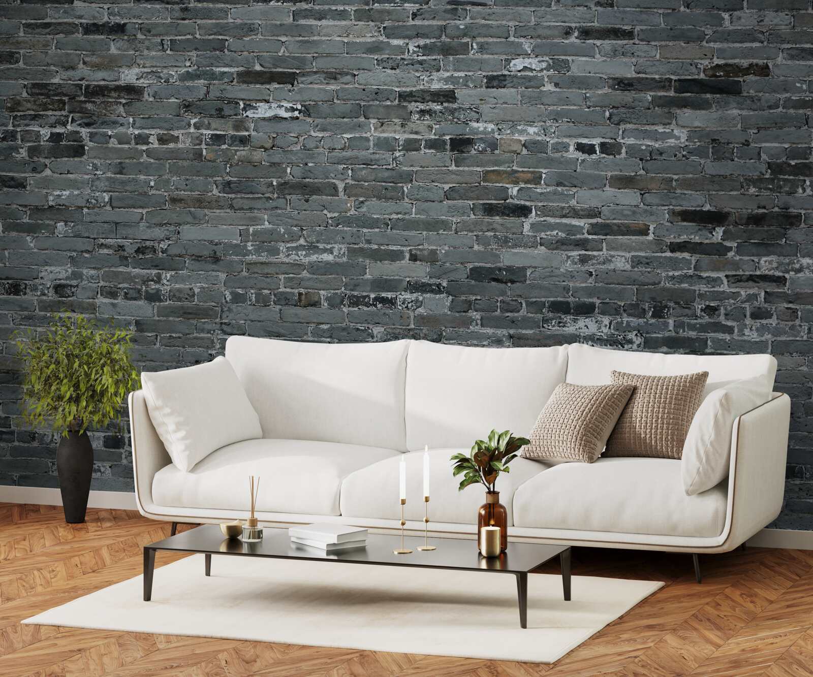 Fototapeta Stena z tehál má tmavosivý odtieň