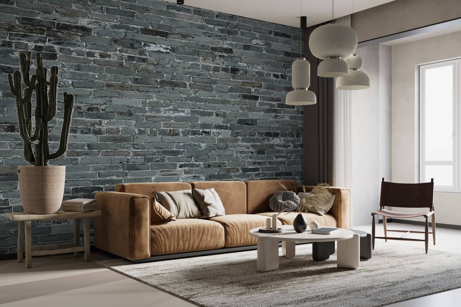 Fototapeta Stena z tehál má tmavosivý odtieň