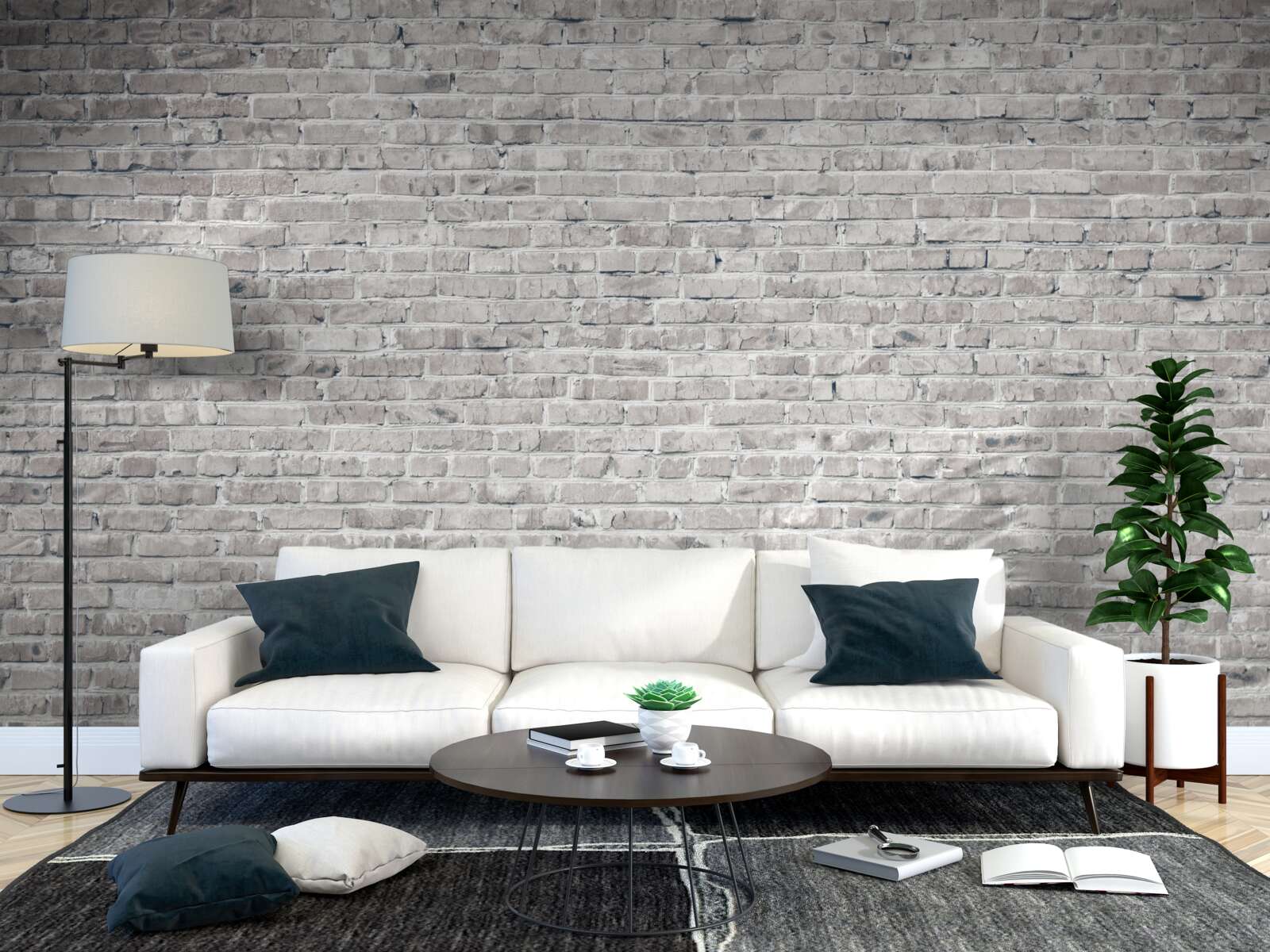 Fototapeta sivá a biela tehlová stena